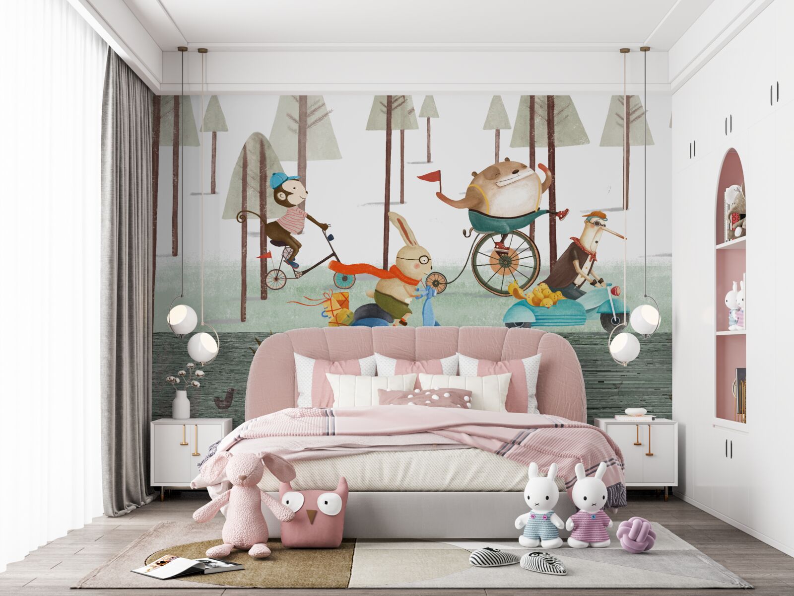 Fotobehang dierenwedstrijden in het dichte bos