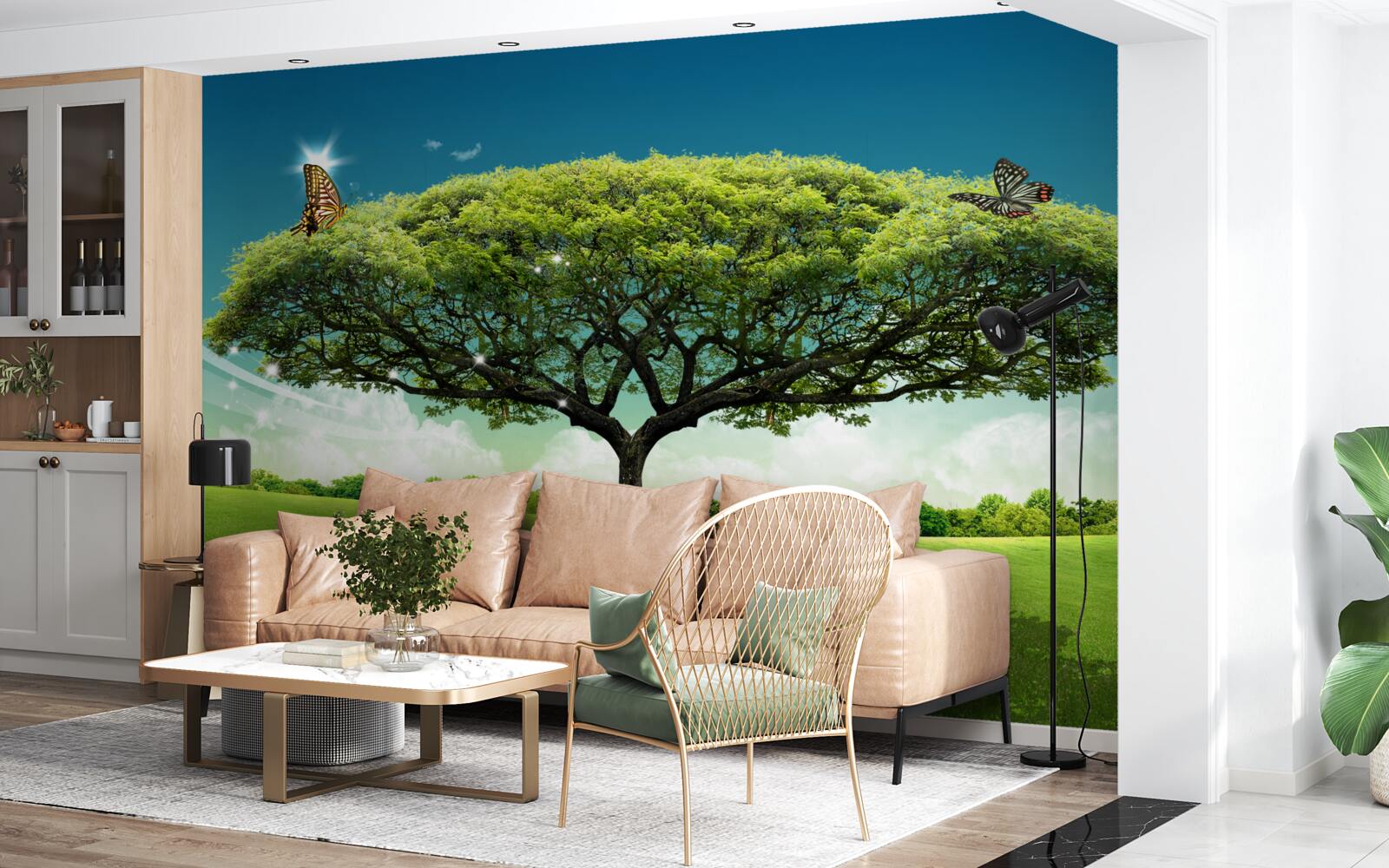 Fotobehang een gezonde levensboom leeft in de open plek