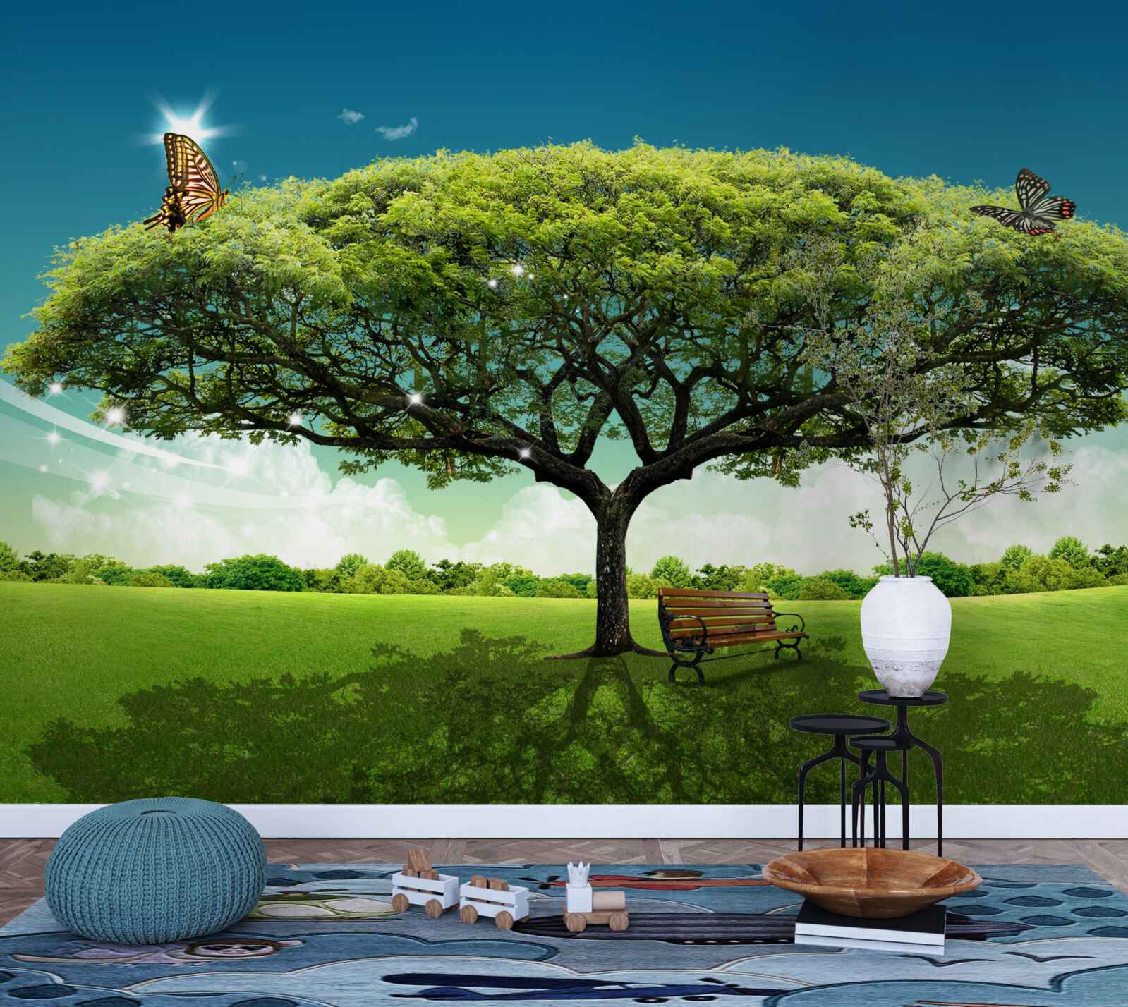 Fotobehang een gezonde levensboom leeft in de open plek