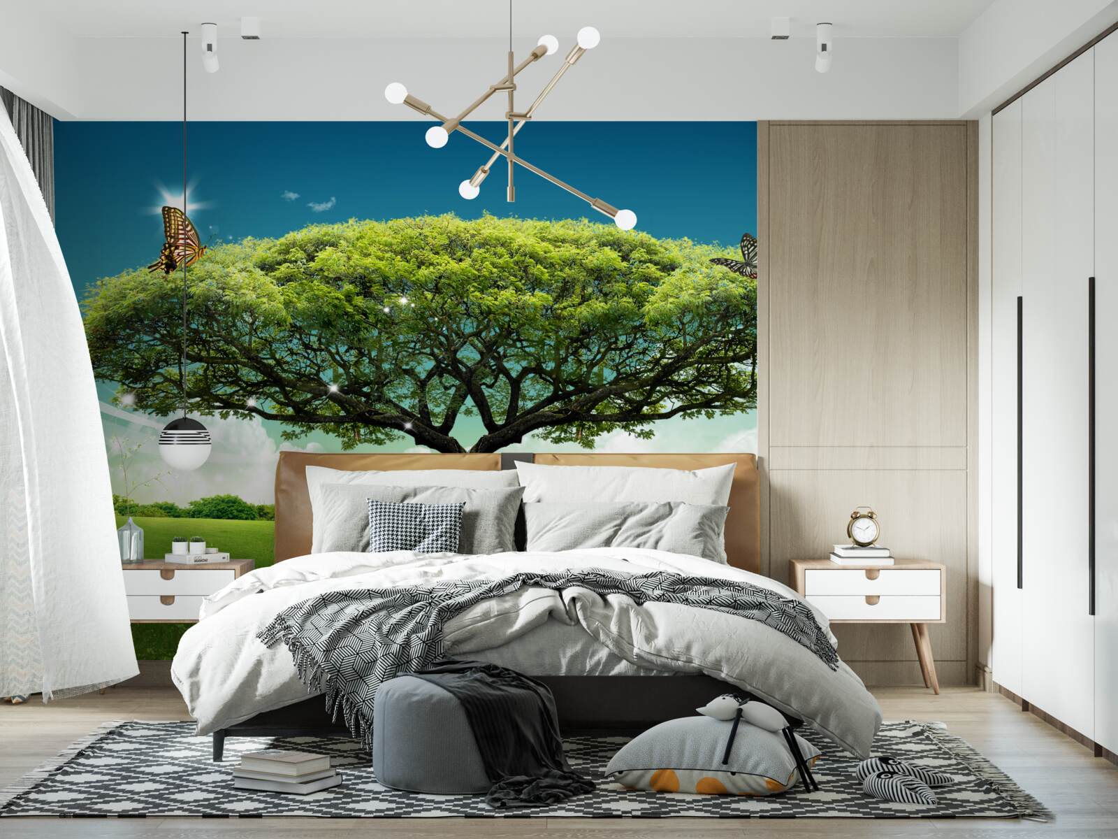 Fotobehang een gezonde levensboom leeft in de open plek