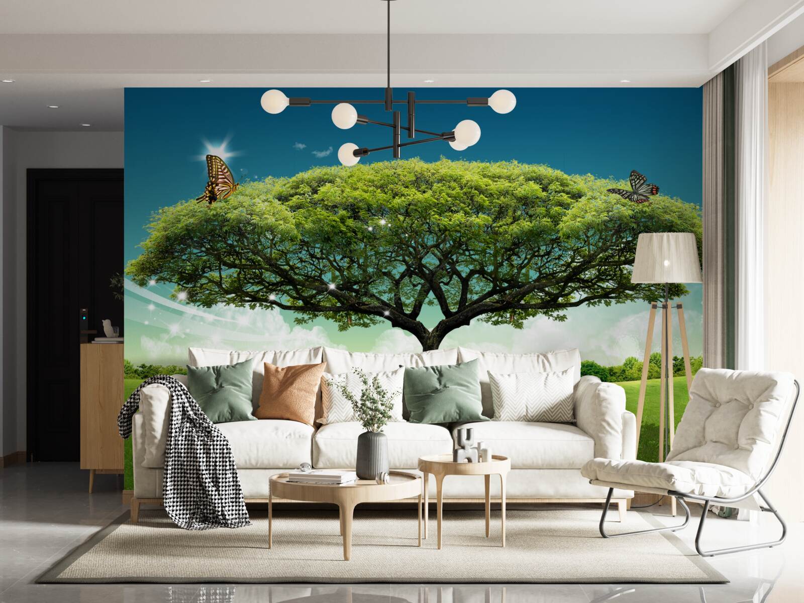 Fotobehang een gezonde levensboom leeft in de open plek