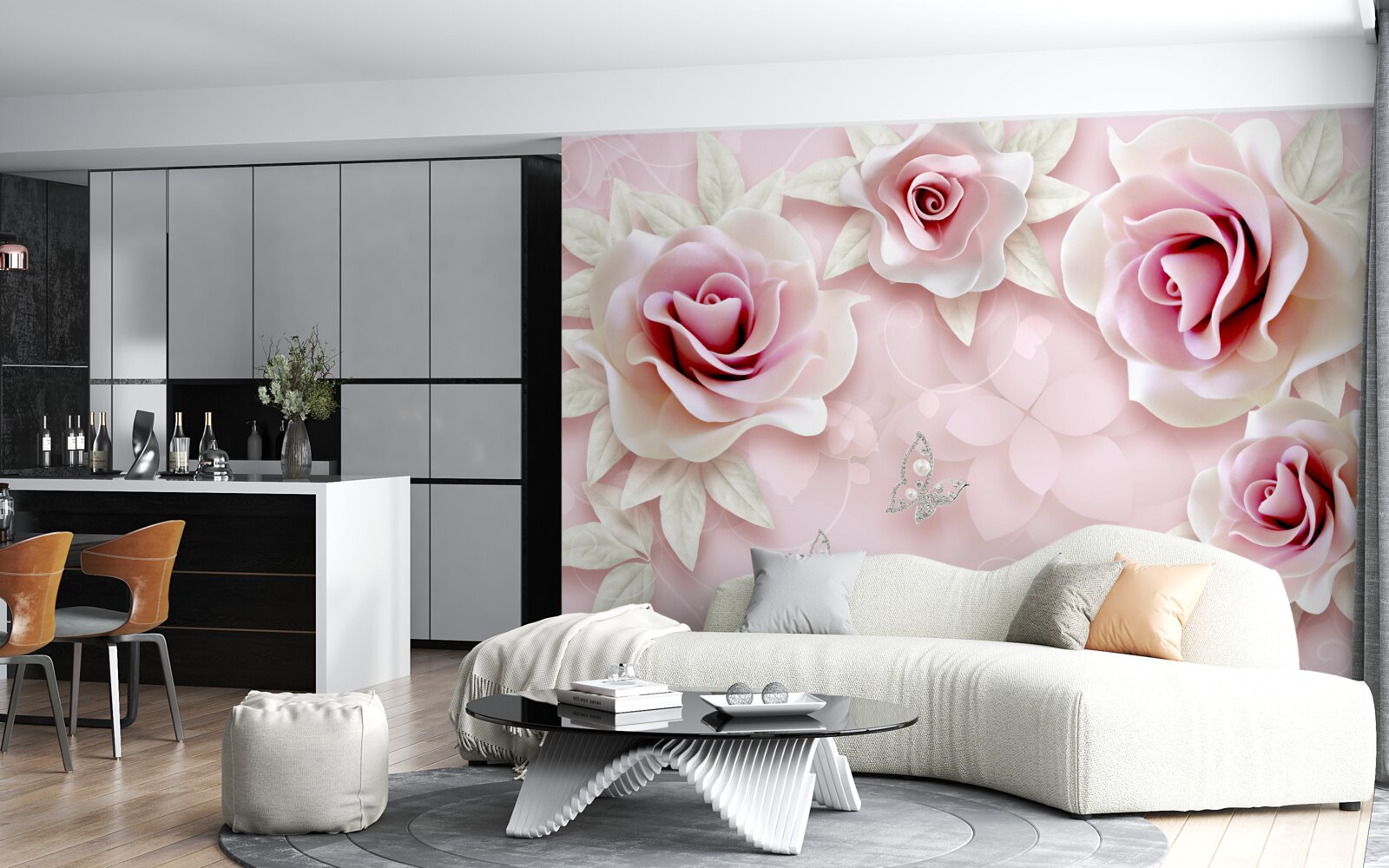 Fotobehang elegant porseleinroze in zachte lila tinten