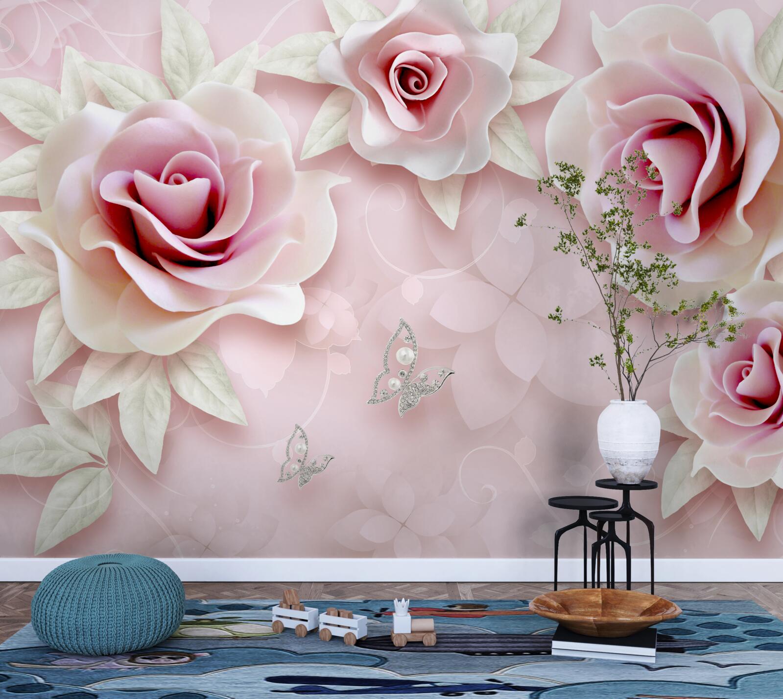 Fotobehang elegant porseleinroze in zachte lila tinten