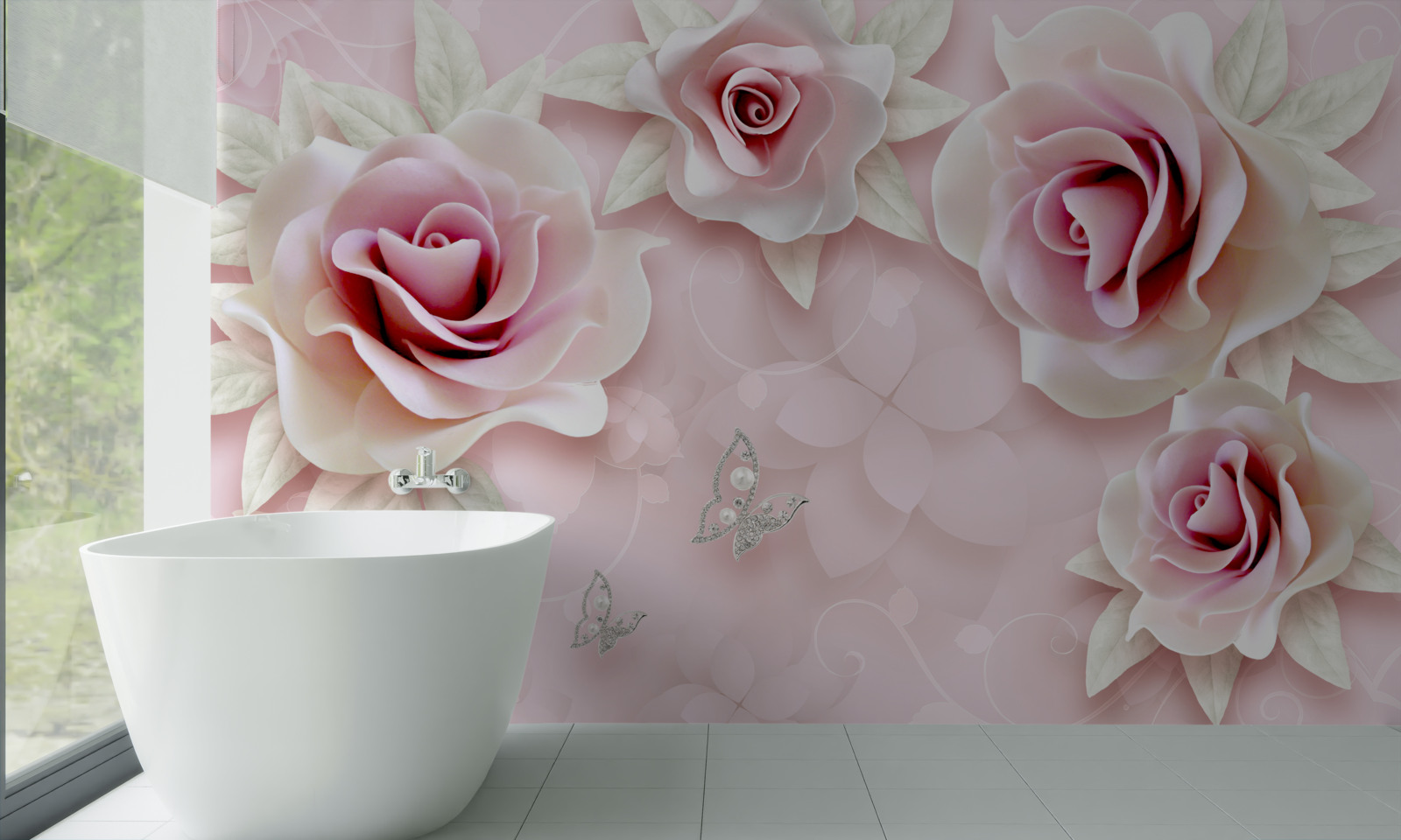 Fotobehang elegant porseleinroze in zachte lila tinten