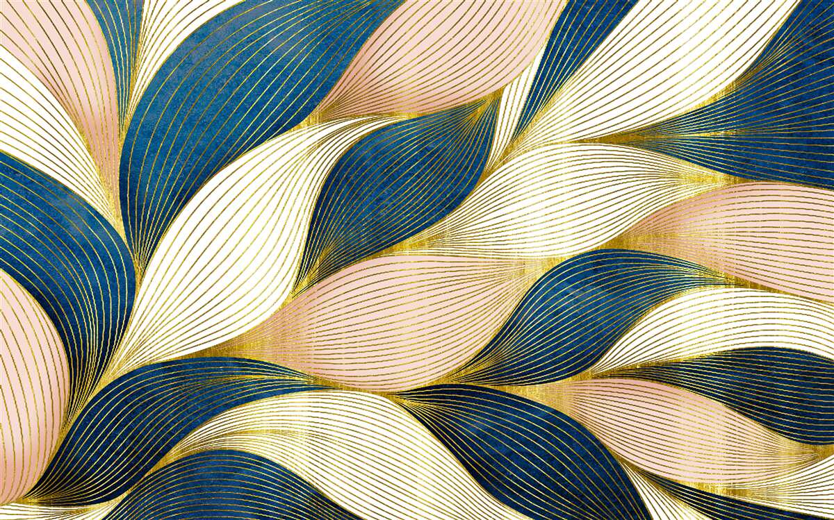 Fotobehang gevlochten blauwe en gouden bladeren