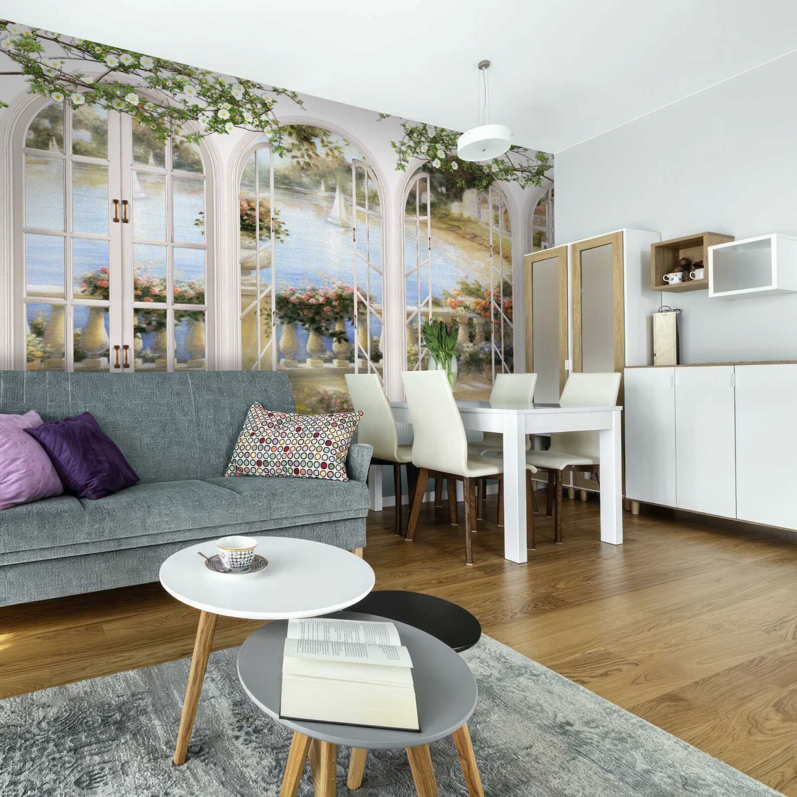 Fotobehang uitzicht op de baai vanuit de ramen