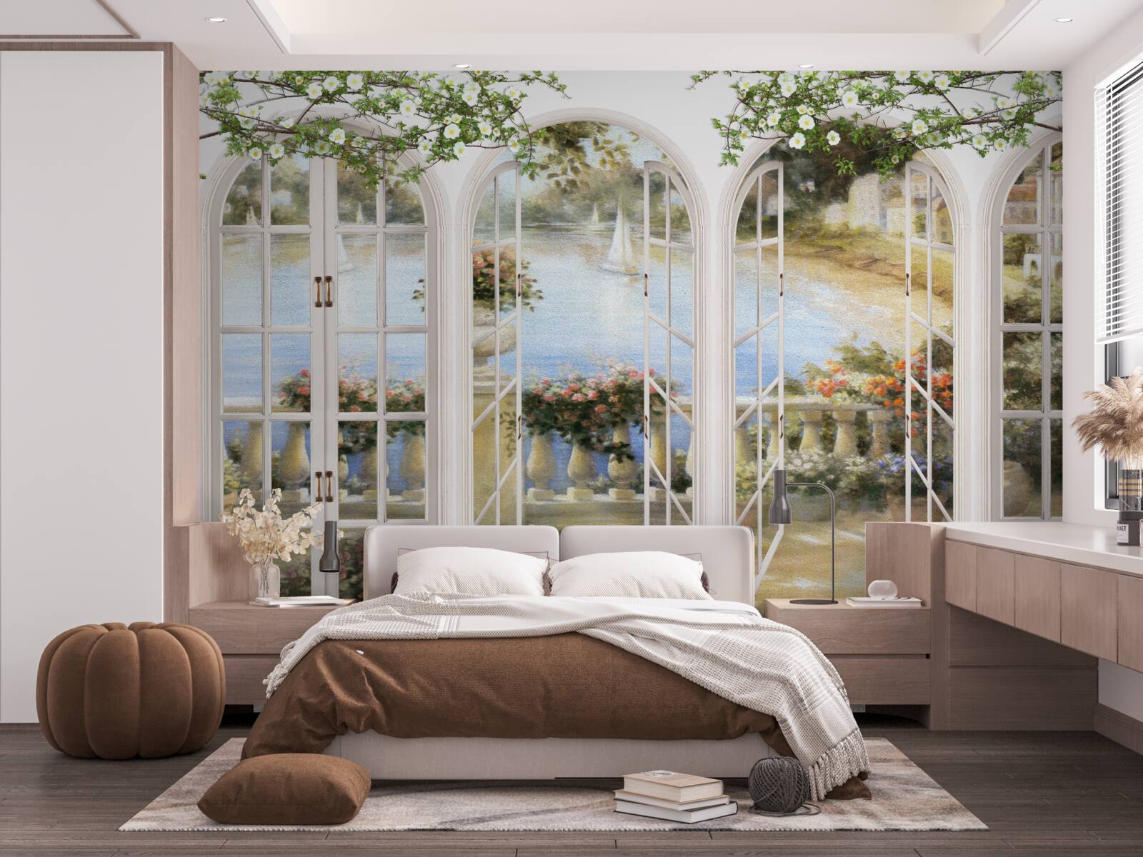 Fotobehang uitzicht op de baai vanuit de ramen