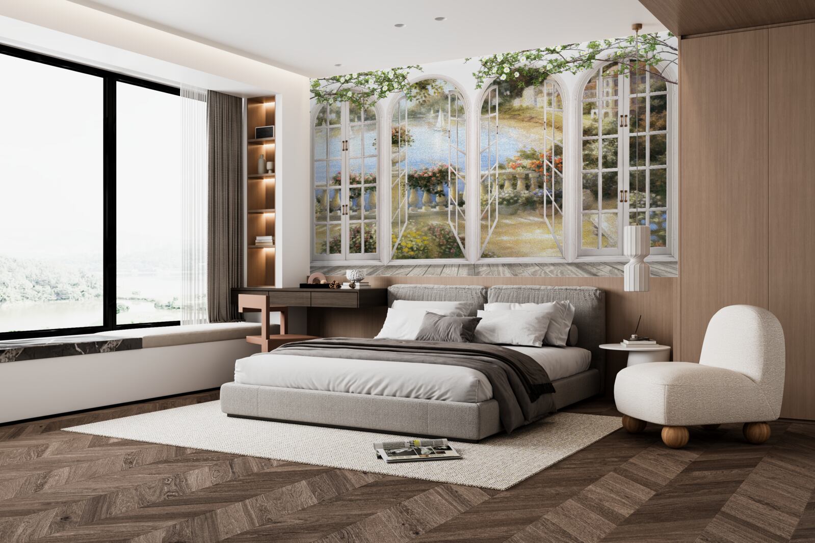 Fotobehang uitzicht op de baai vanuit de ramen