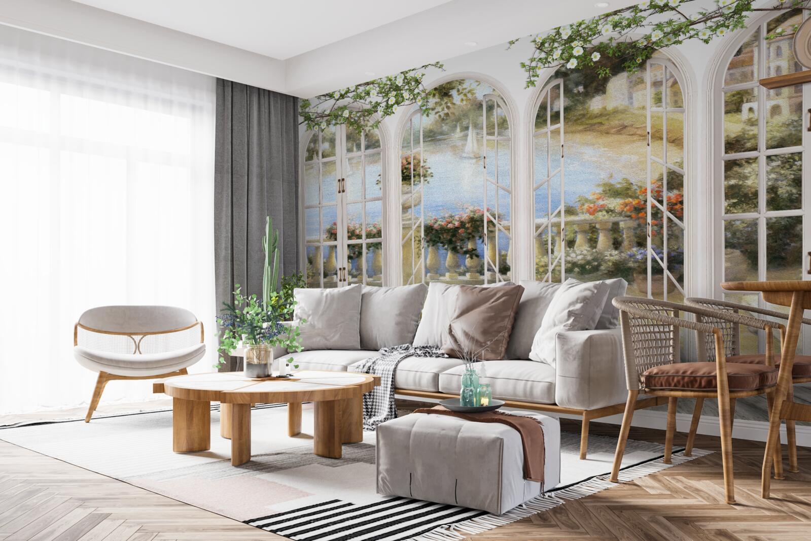 Fotobehang uitzicht op de baai vanuit de ramen