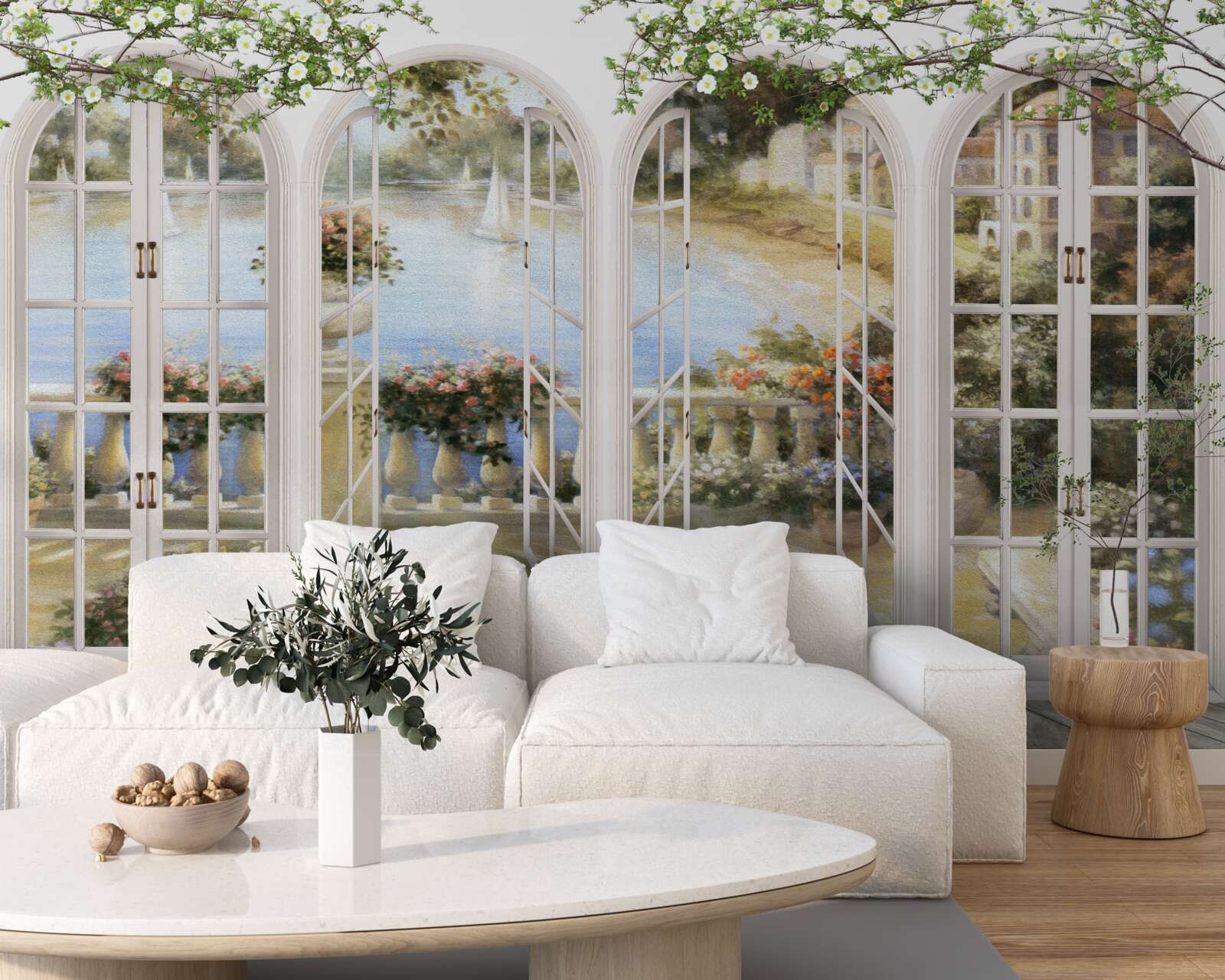 Fotobehang uitzicht op de baai vanuit de ramen