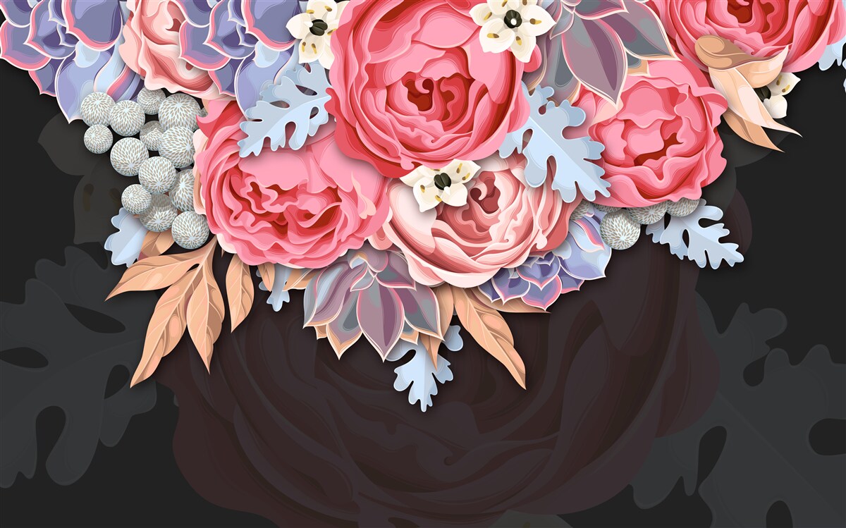 Fotobehang samenstelling van verschillende bloemen