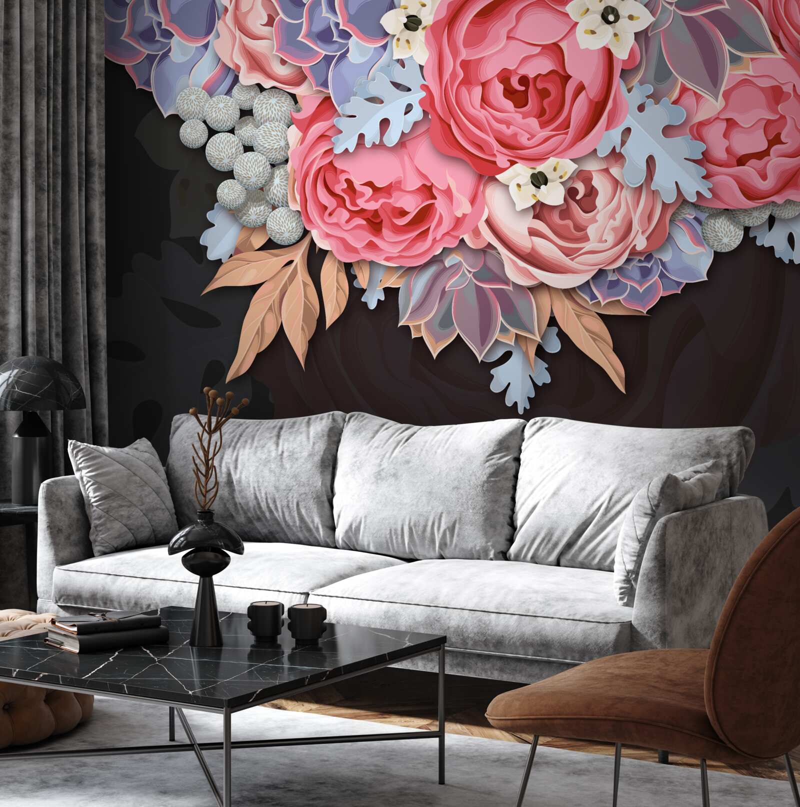 Fotobehang samenstelling van verschillende bloemen