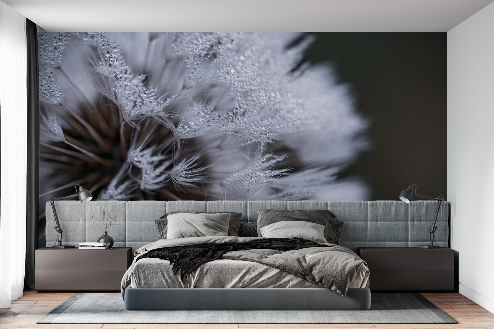 Fotobehang paardenbloemen met pluizige bloemblaadjes