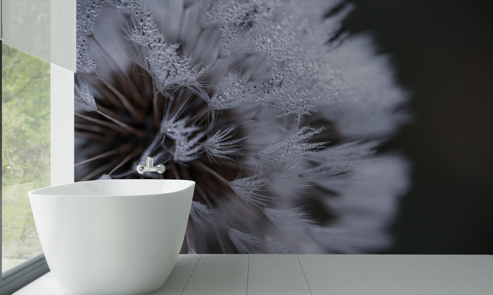 Fotobehang paardenbloemen met pluizige bloemblaadjes