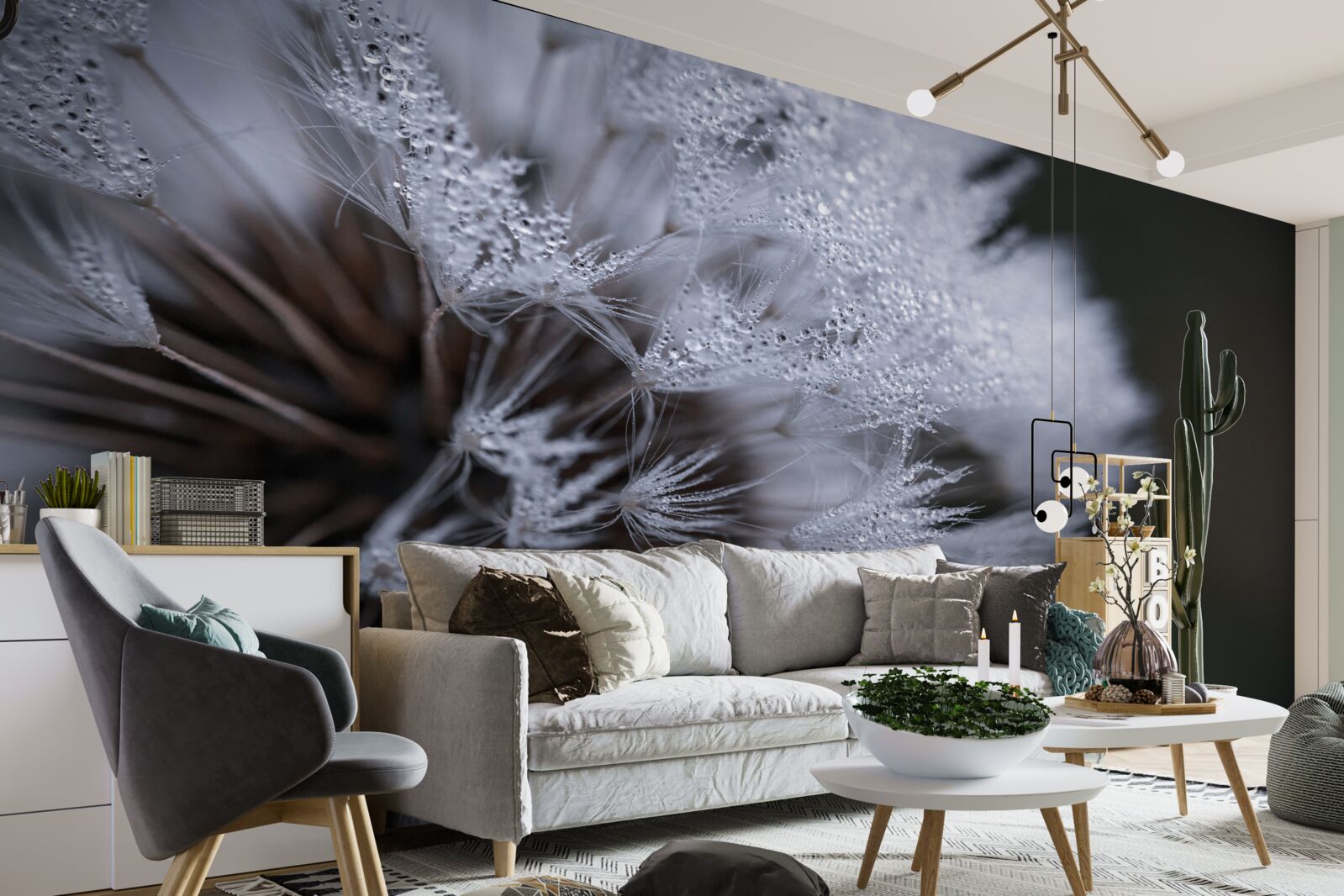 Fotobehang paardenbloemen met pluizige bloemblaadjes