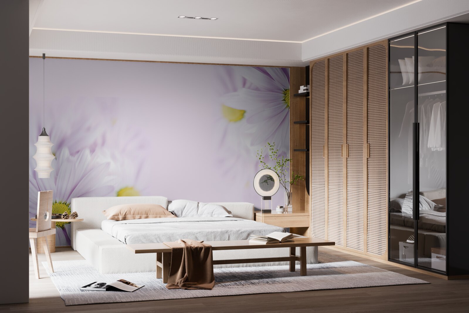 Fotobehang verfijnde sneeuwwitte margrieten