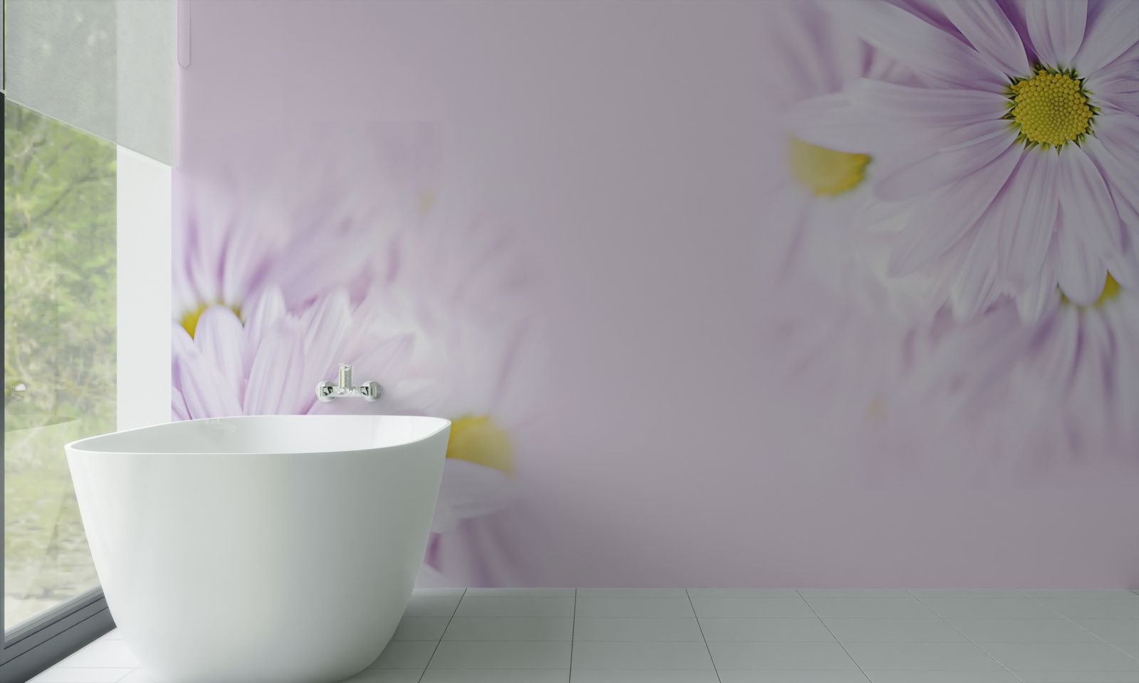 Fotobehang verfijnde sneeuwwitte margrieten