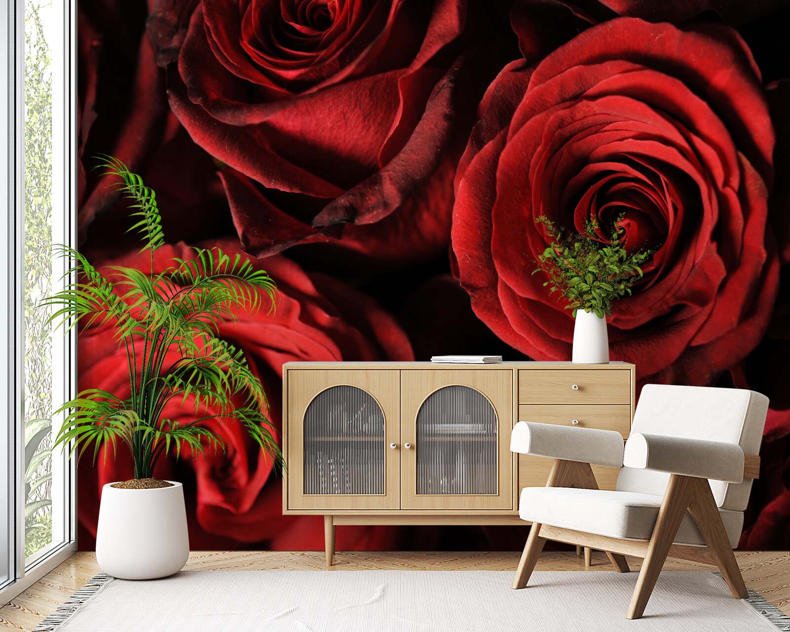 Fotobehang de rode roos is de belichaming van schoonheid