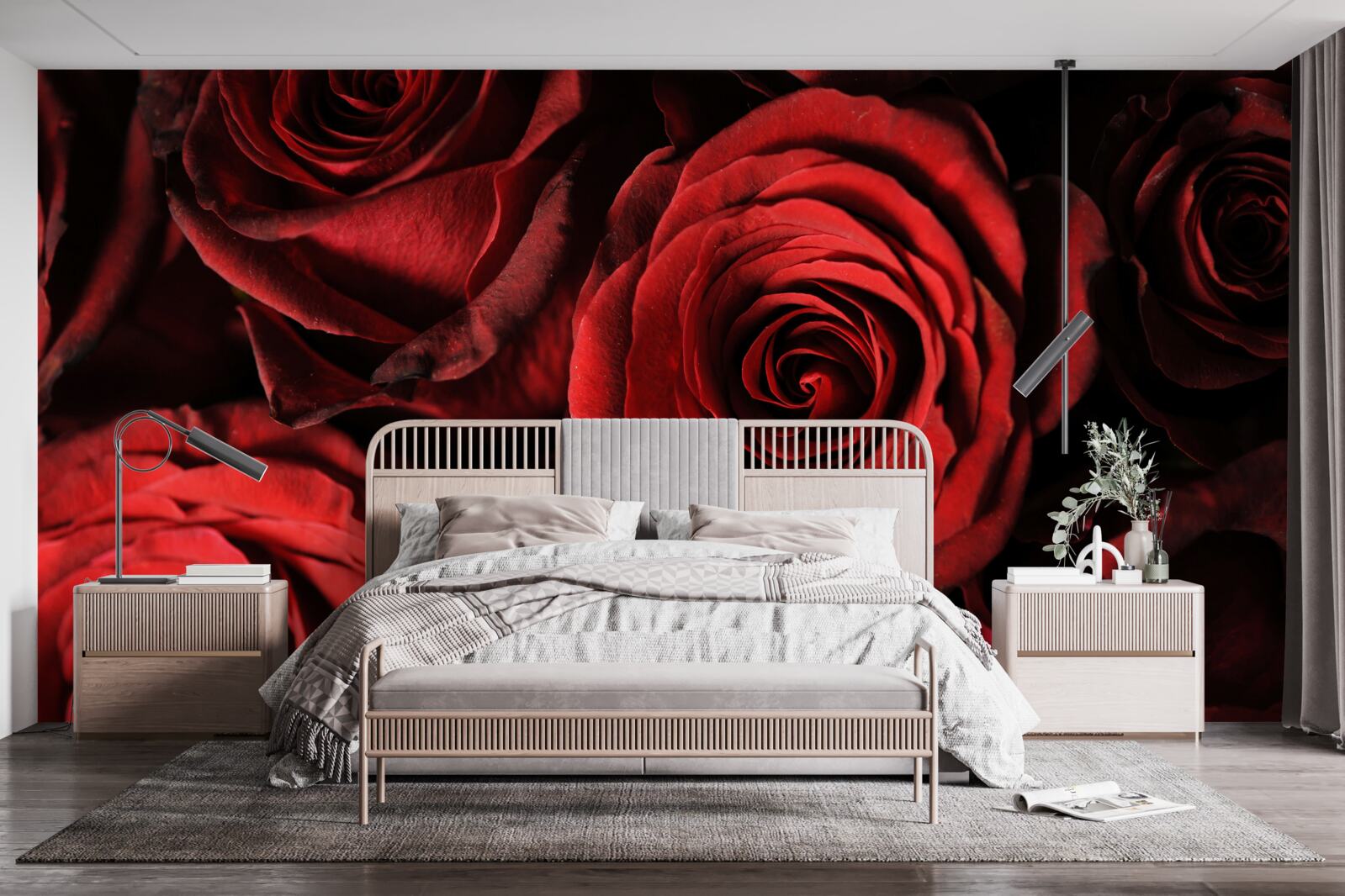 Fotobehang de rode roos is de belichaming van schoonheid