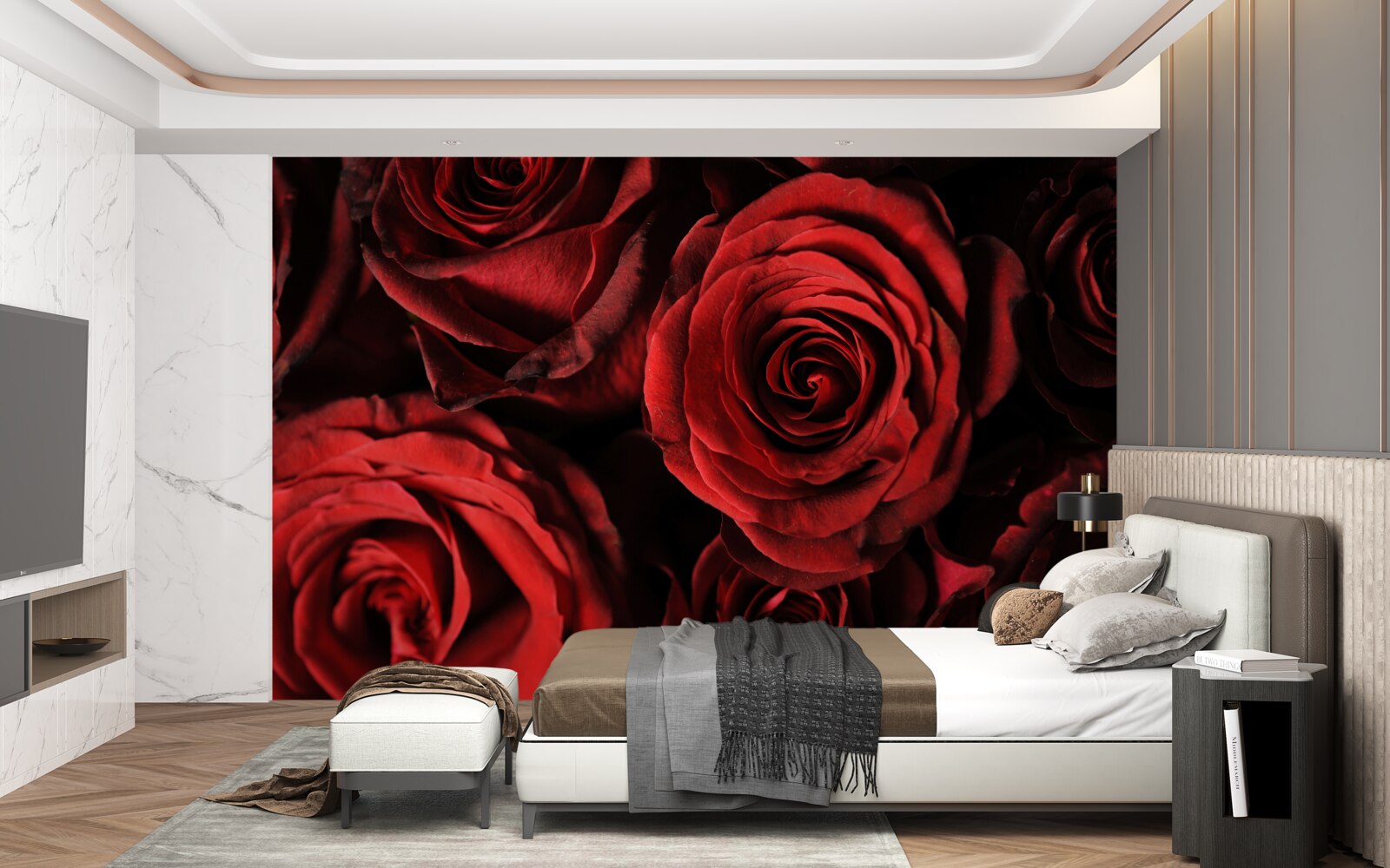 Fotobehang de rode roos is de belichaming van schoonheid