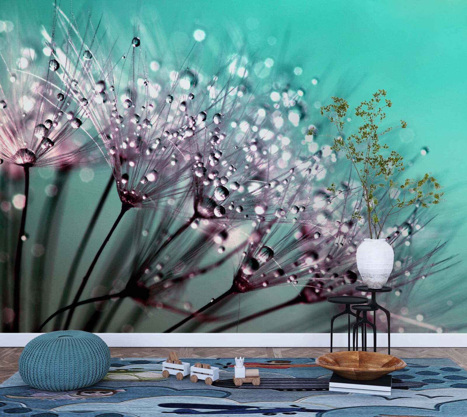 Fotobehang ochtenddauw op een paardebloem