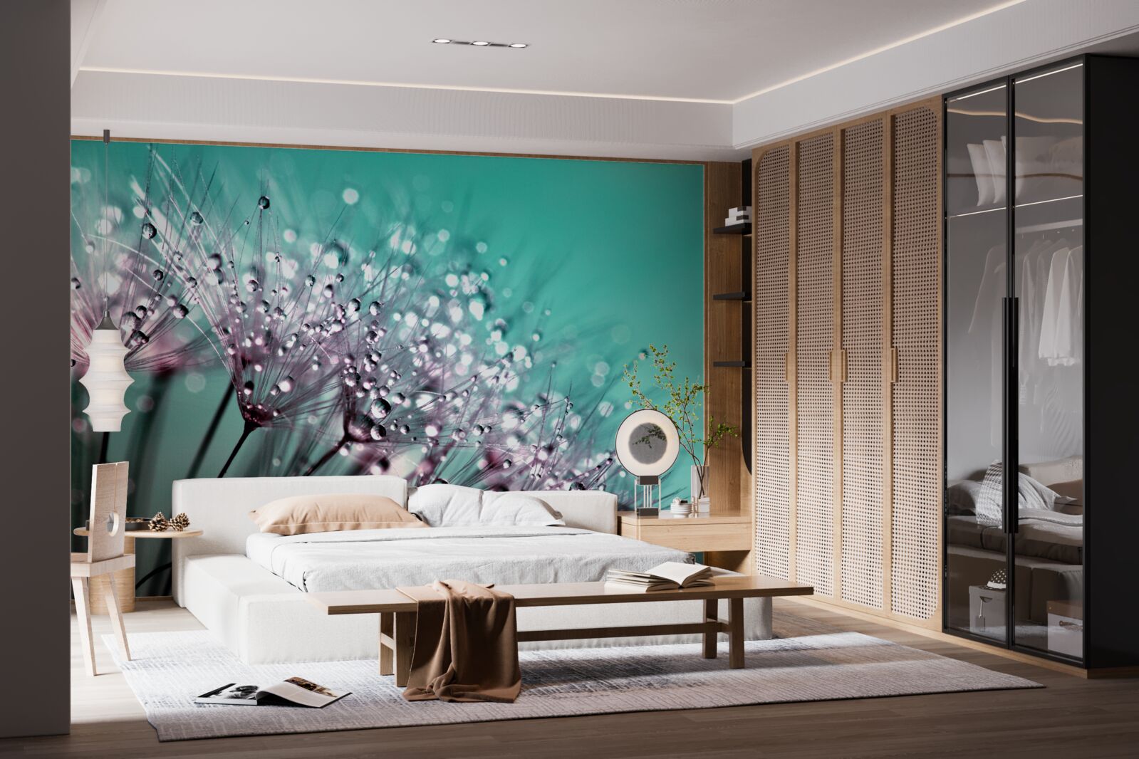 Fotobehang ochtenddauw op een paardebloem