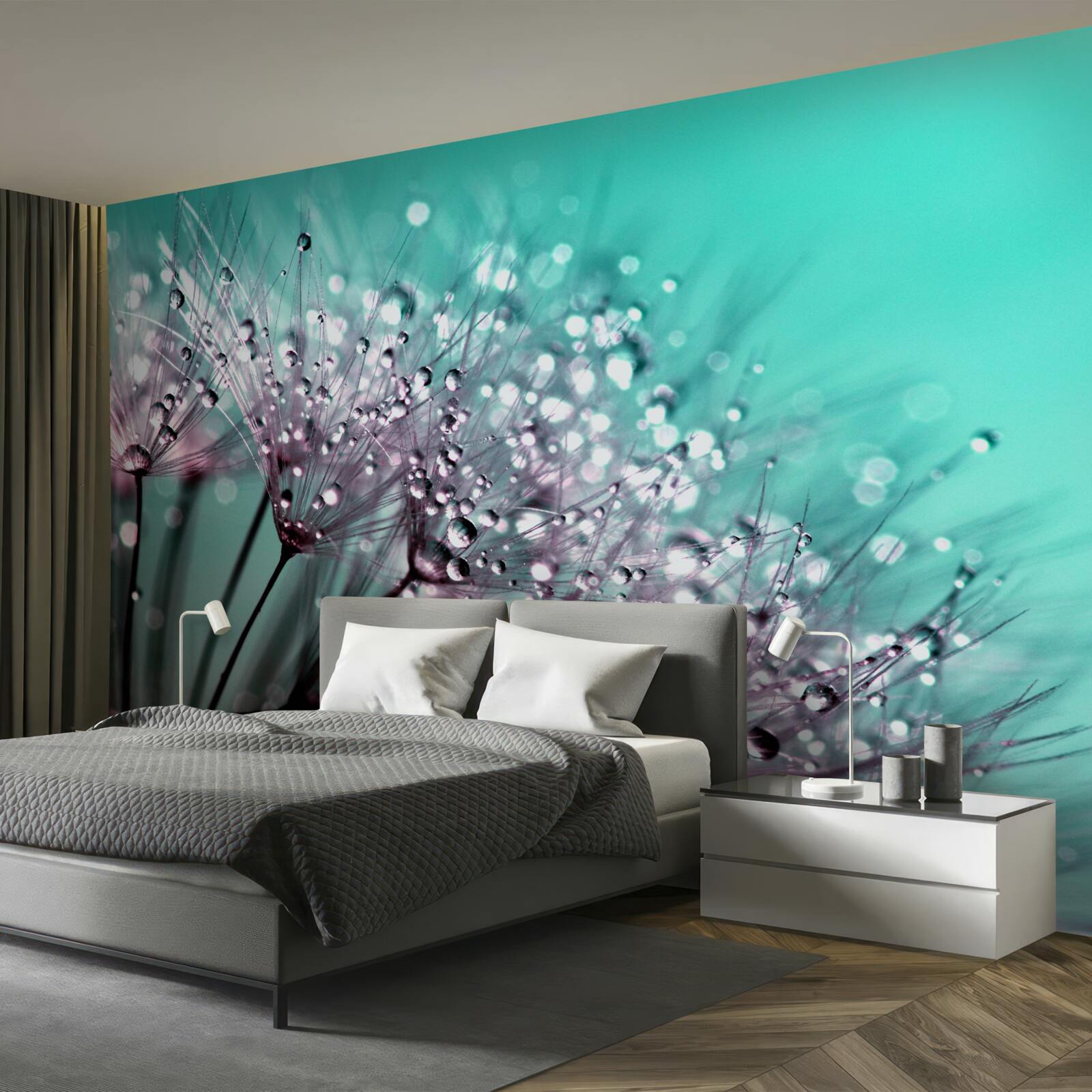 Fotobehang ochtenddauw op een paardebloem