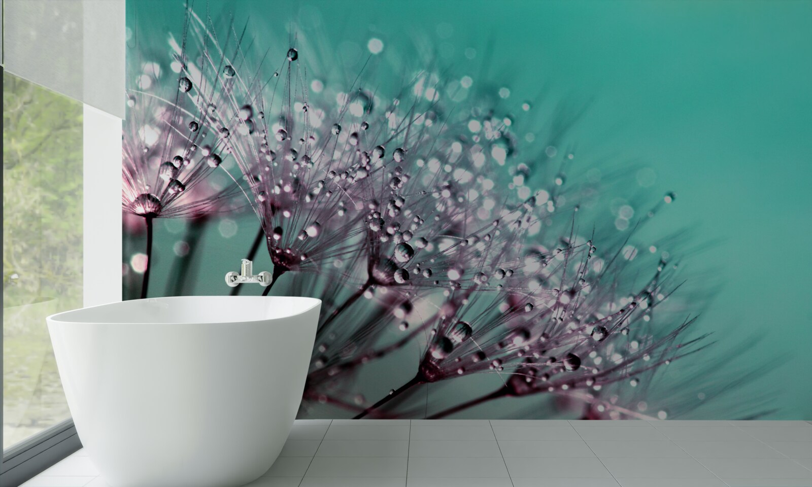 Fotobehang ochtenddauw op een paardebloem