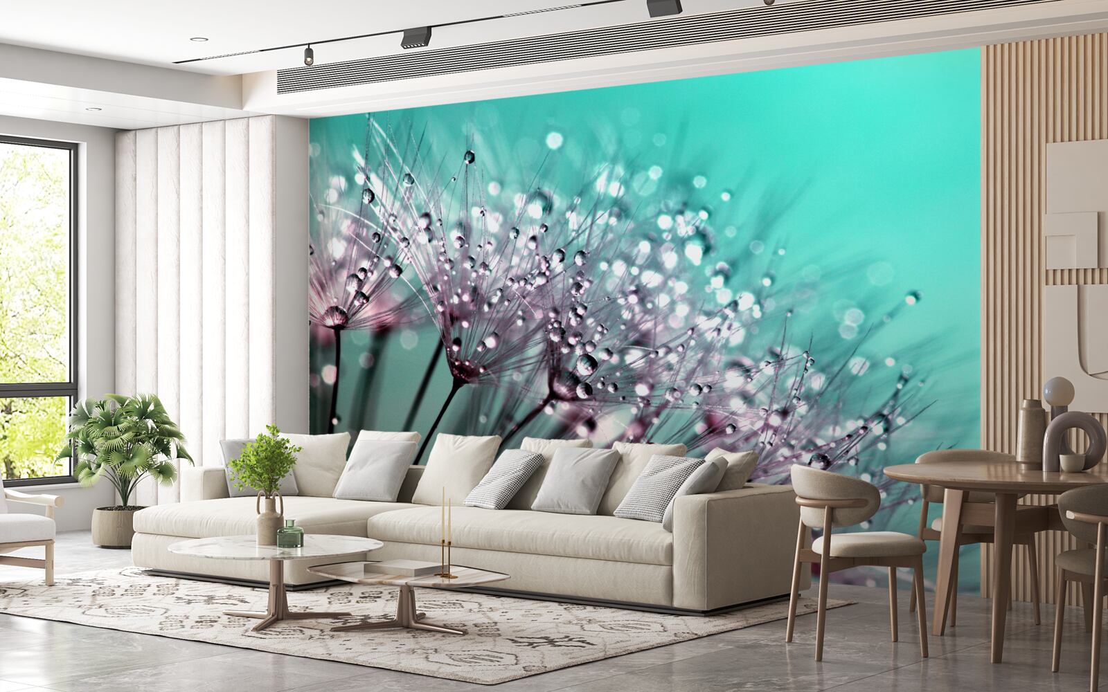 Fotobehang ochtenddauw op een paardebloem