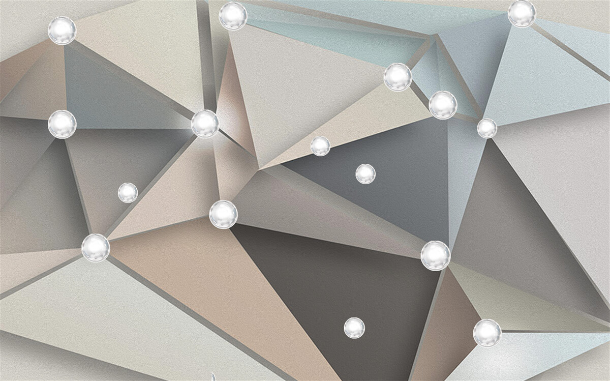 Fotobehang parelmoer op driehoeken in pasteltinten