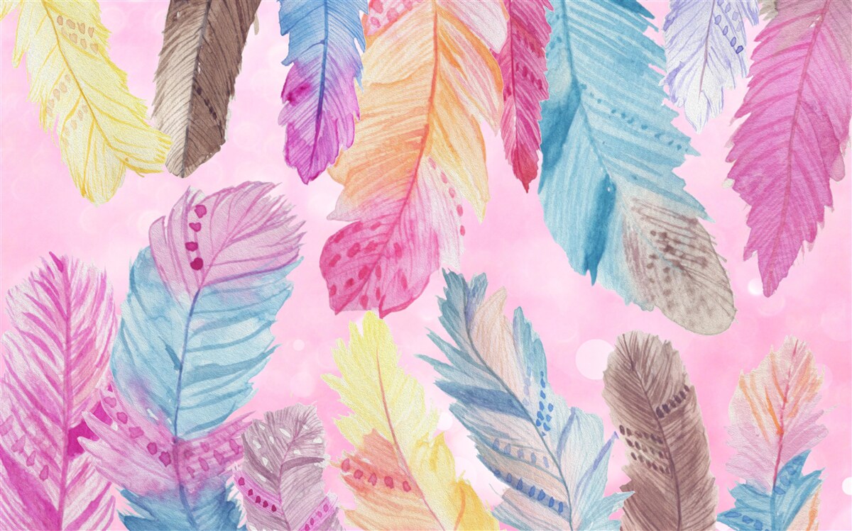 Fotobehang veren met prachtige verschillende tinten