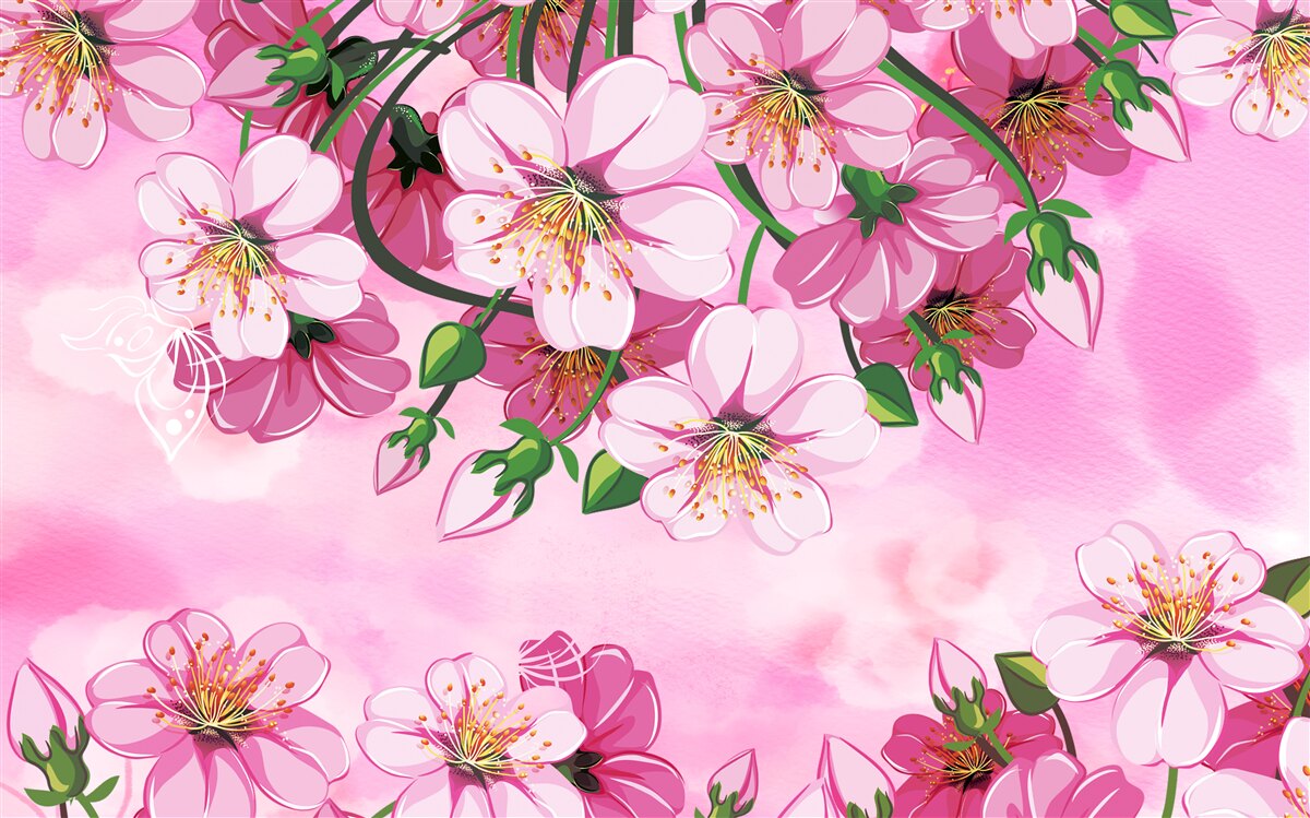 Fotobehang Japanse kersenbloesems