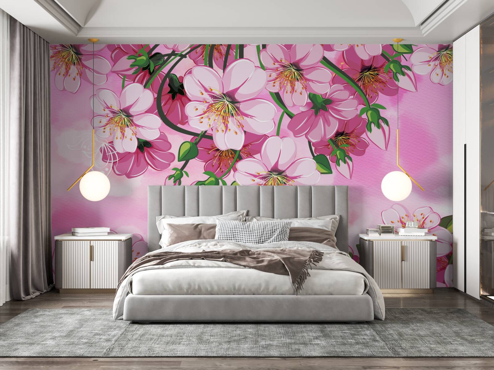 Fotobehang Japanse kersenbloesems