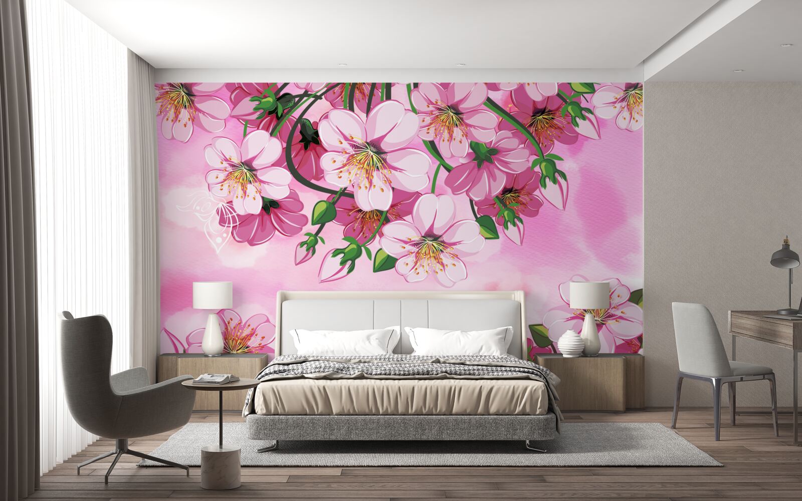 Fotobehang Japanse kersenbloesems