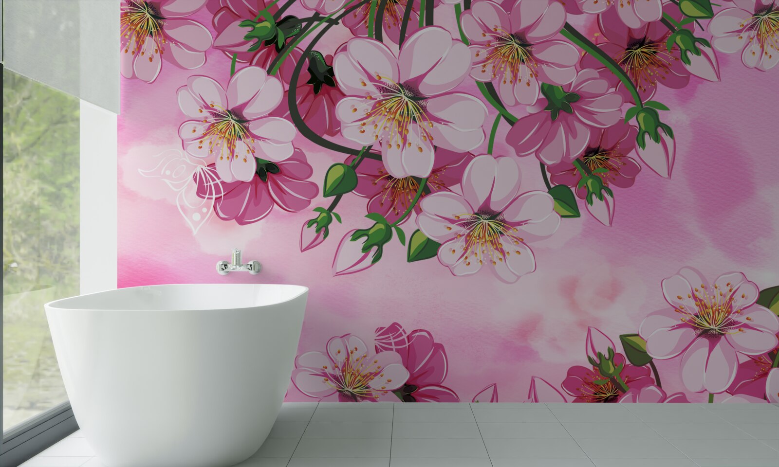 Fotobehang Japanse kersenbloesems