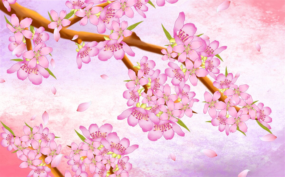 Fotobehang mooie roze knoppen bloeien aan de takken