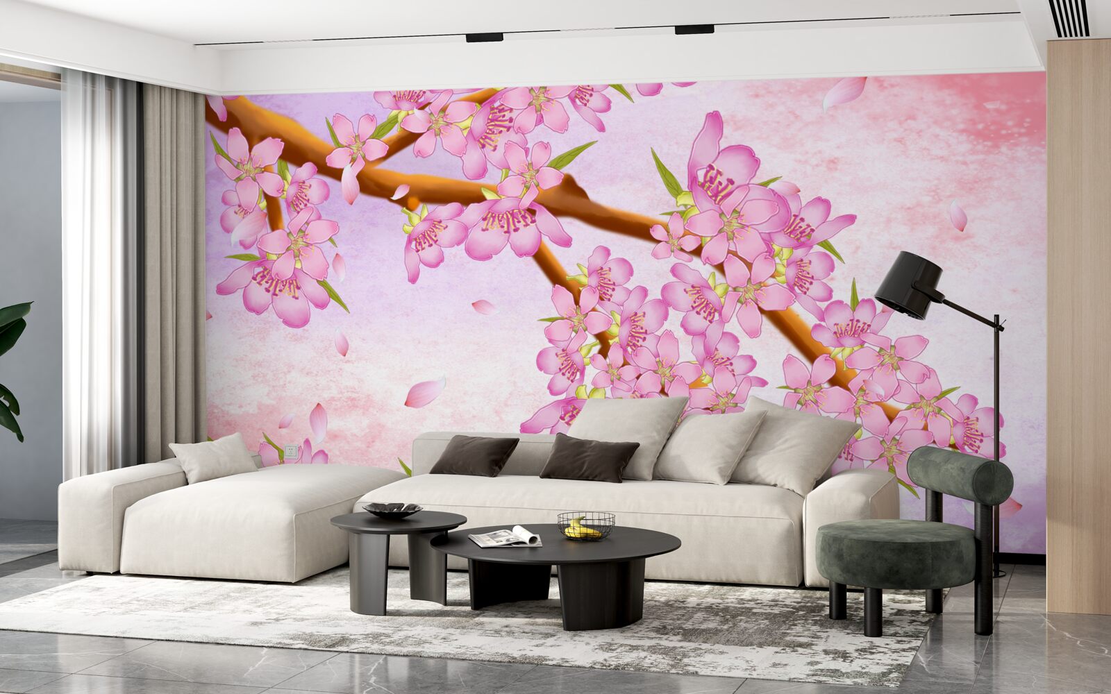 Fotobehang mooie roze knoppen bloeien aan de takken