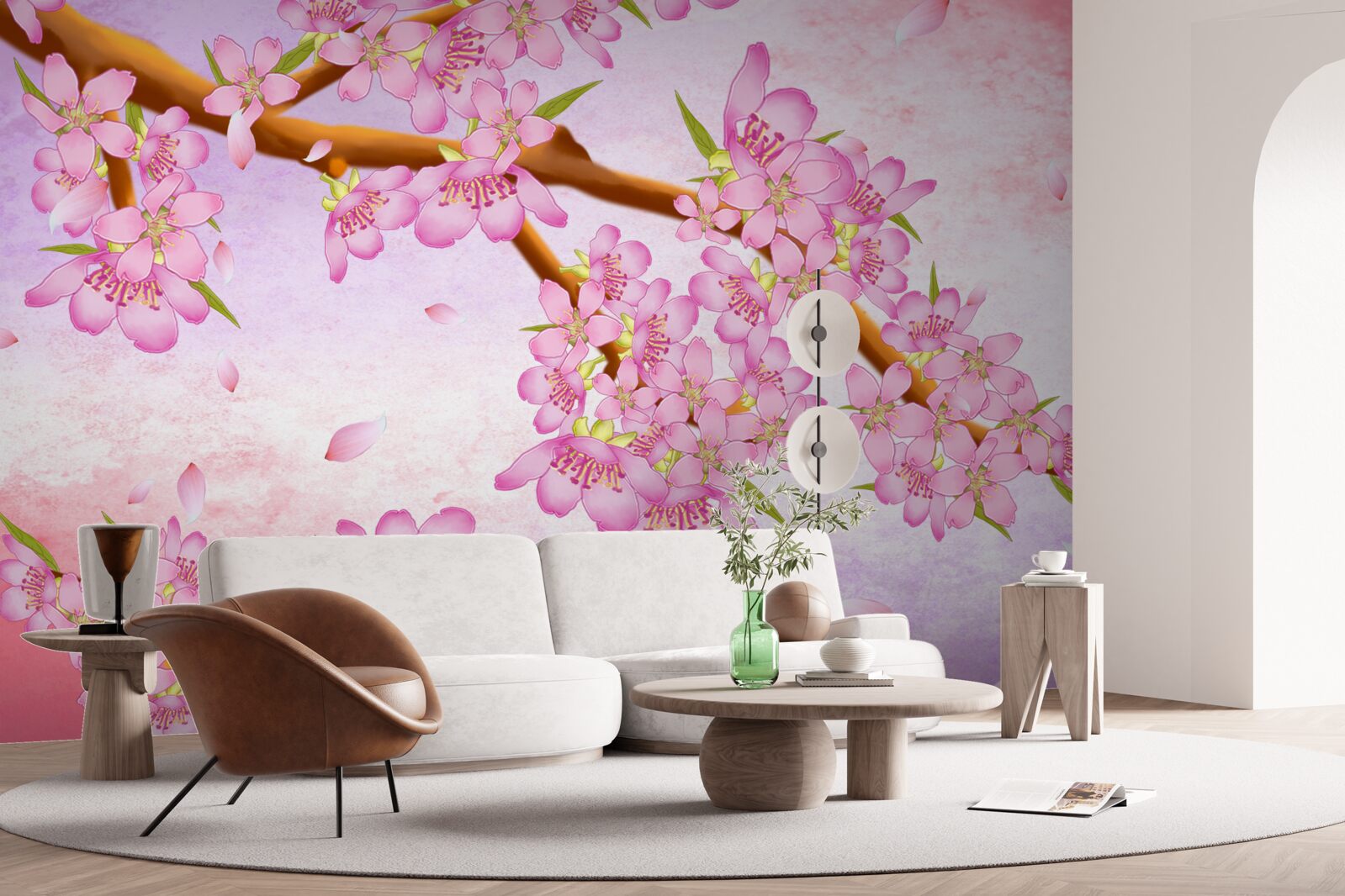 Fotobehang mooie roze knoppen bloeien aan de takken