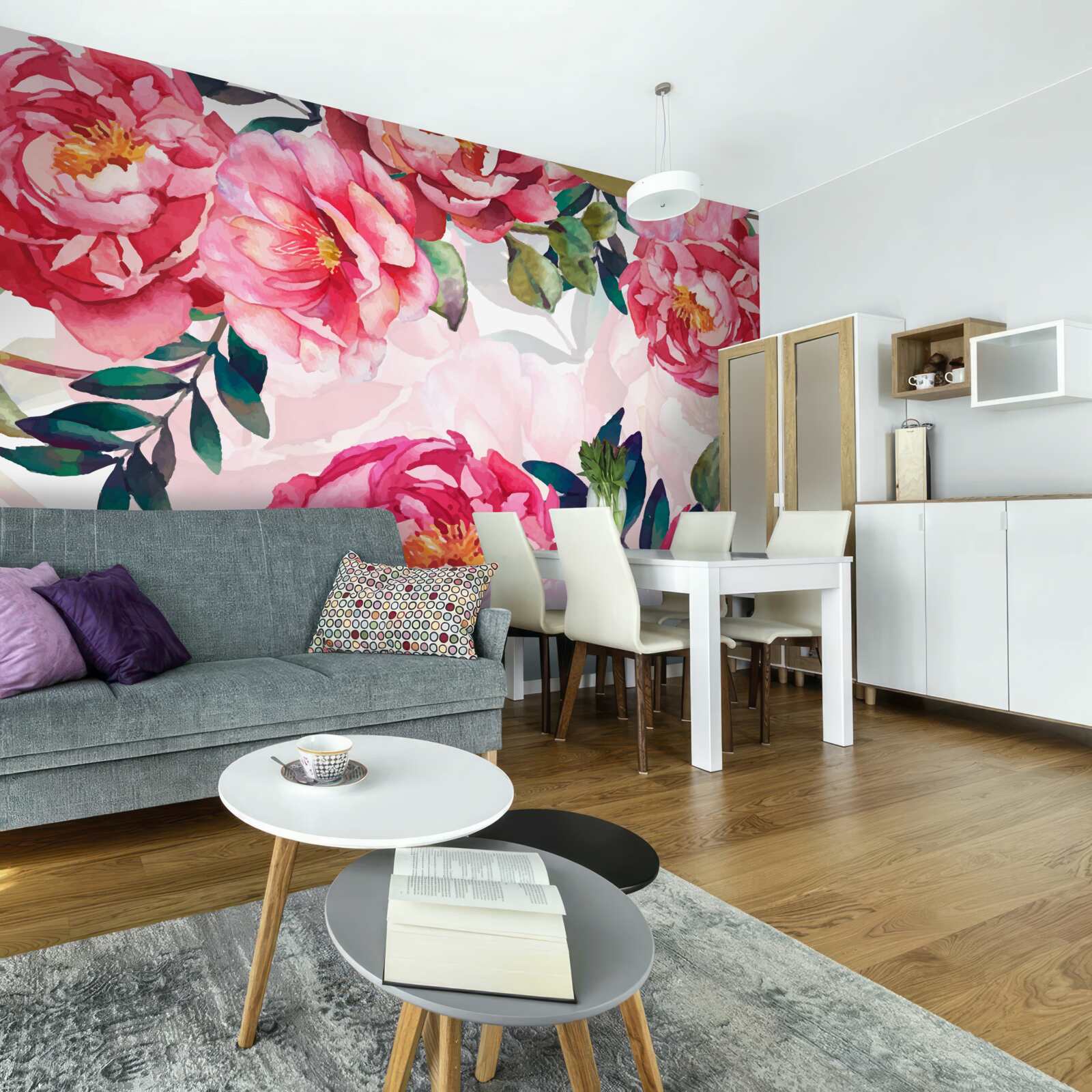 Fotobehang pioenen zijn groot en scharlakenrood van kleur