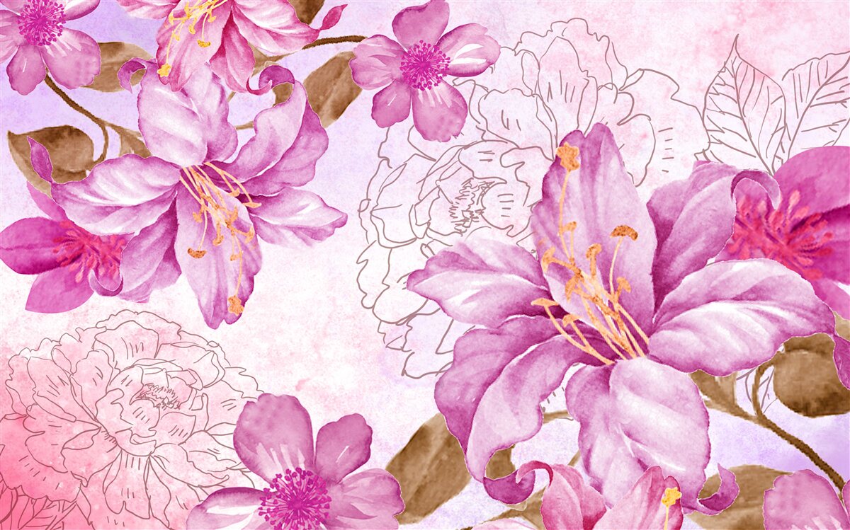 Fotobehang de elegantie van bloemen in een abstracte uitdrukking