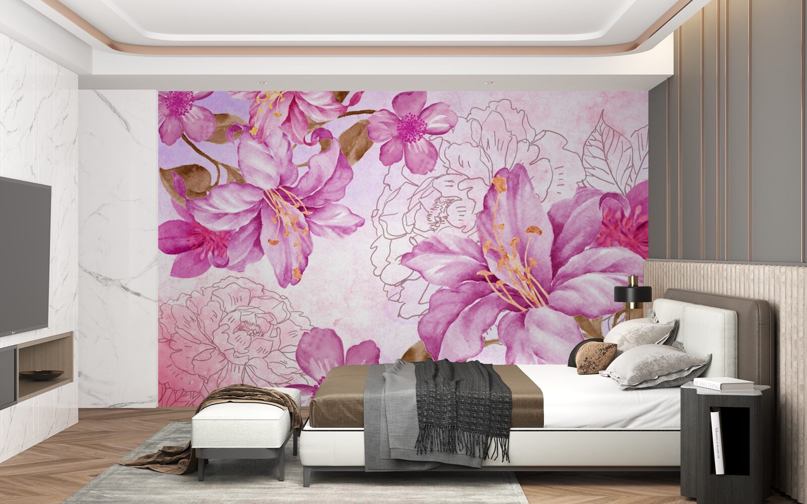 Fotobehang de elegantie van bloemen in een abstracte uitdrukking