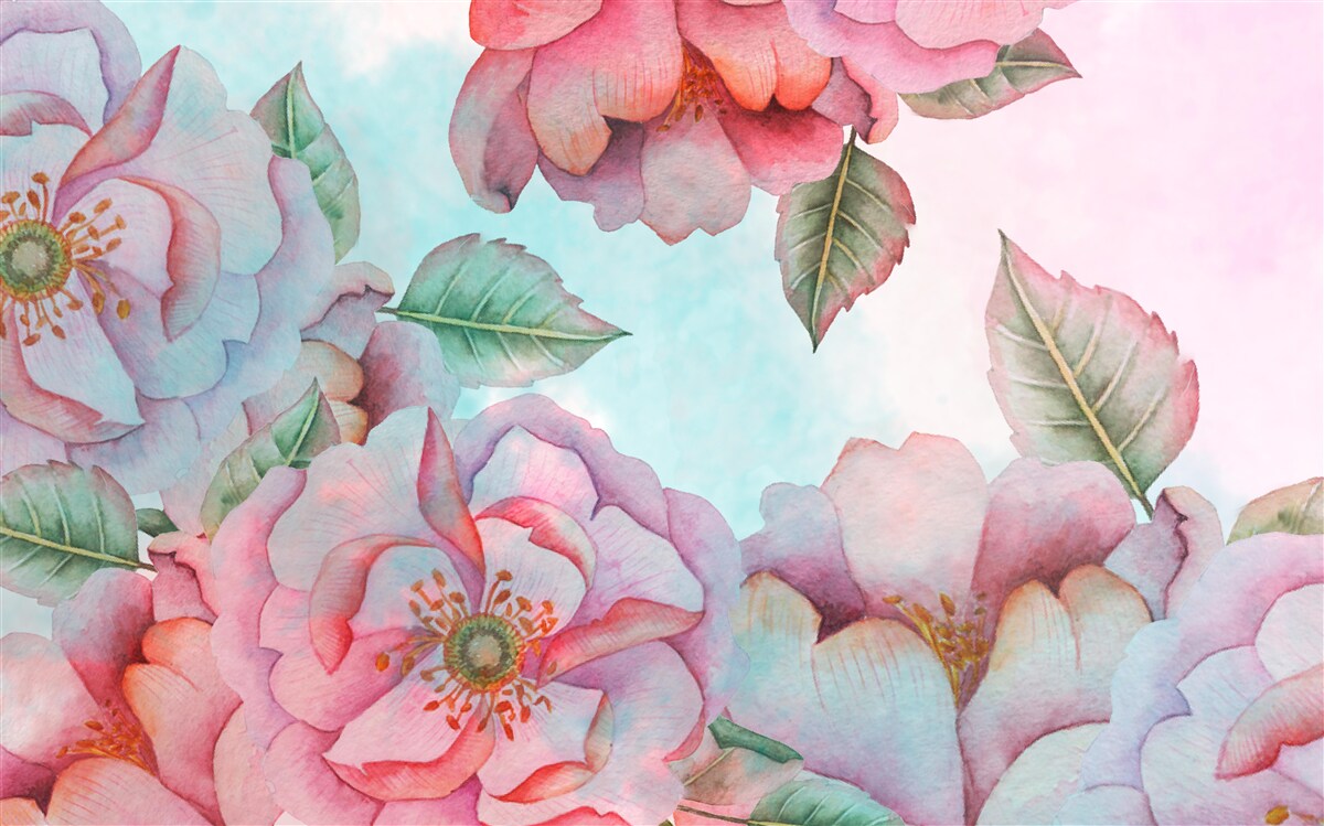 Fotobehang aquarel bloem