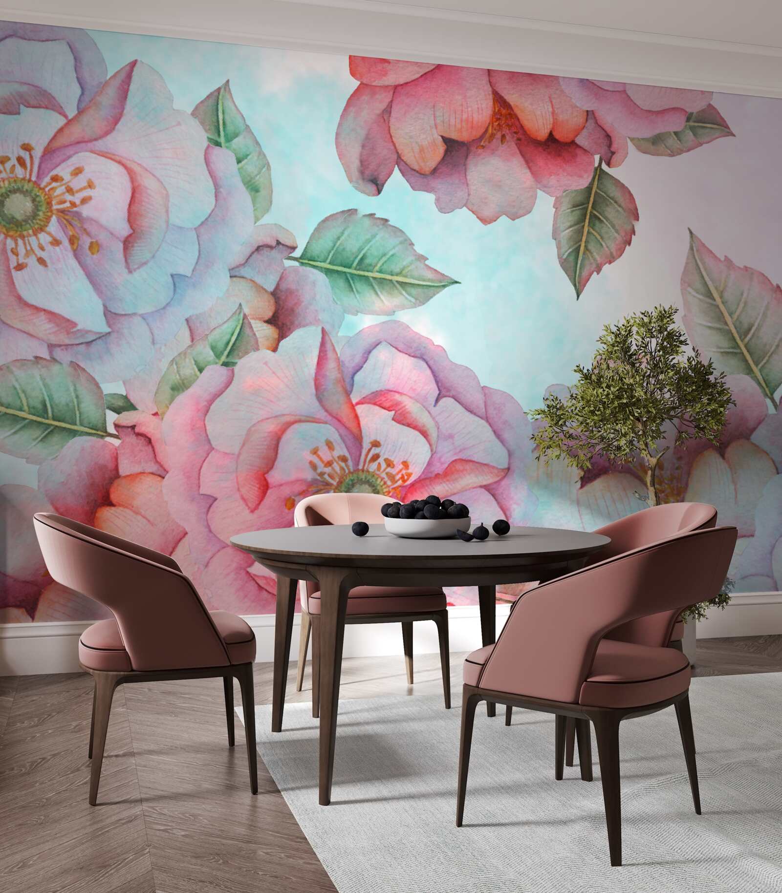 Fotobehang aquarel bloem