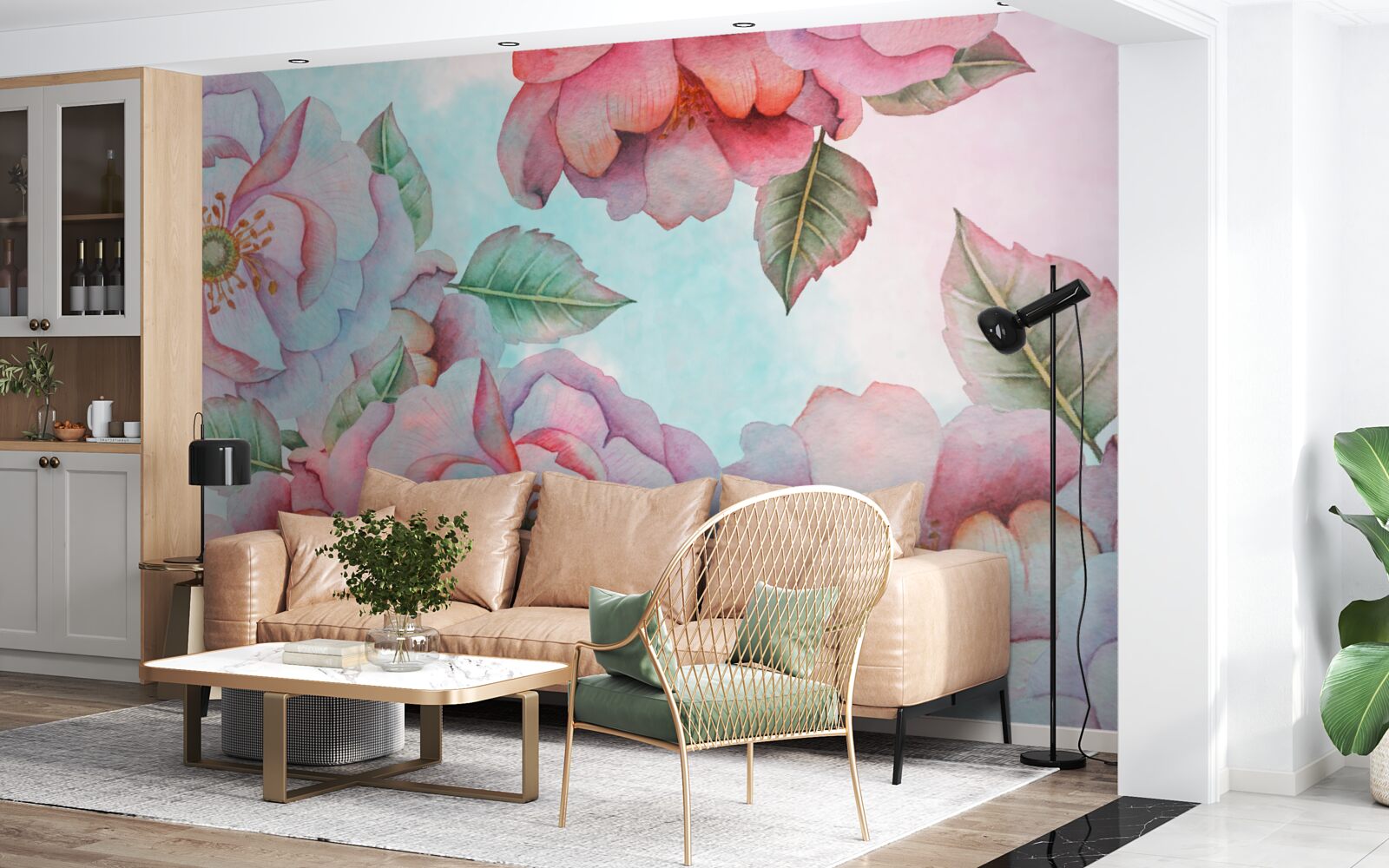 Fotobehang aquarel bloem