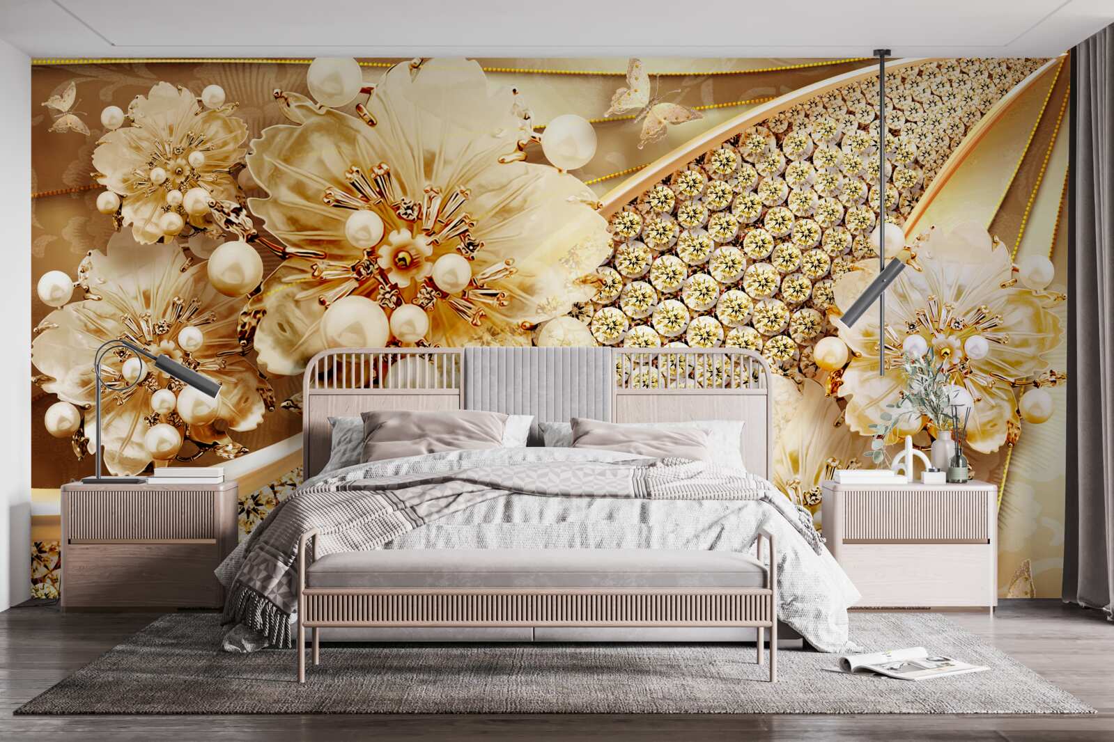 Fotobehang gouden en gouden parelkleuren