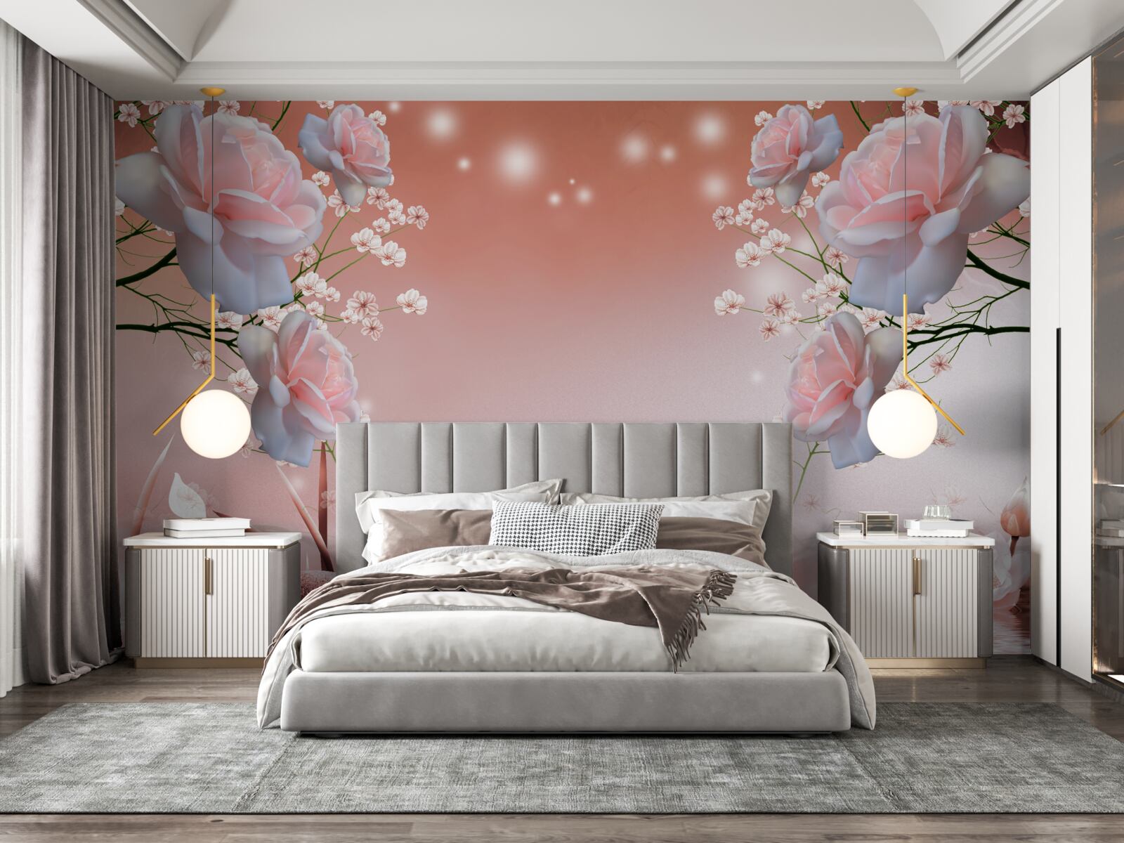 Fotobehang bloemen bij het water, knoppen gaan open