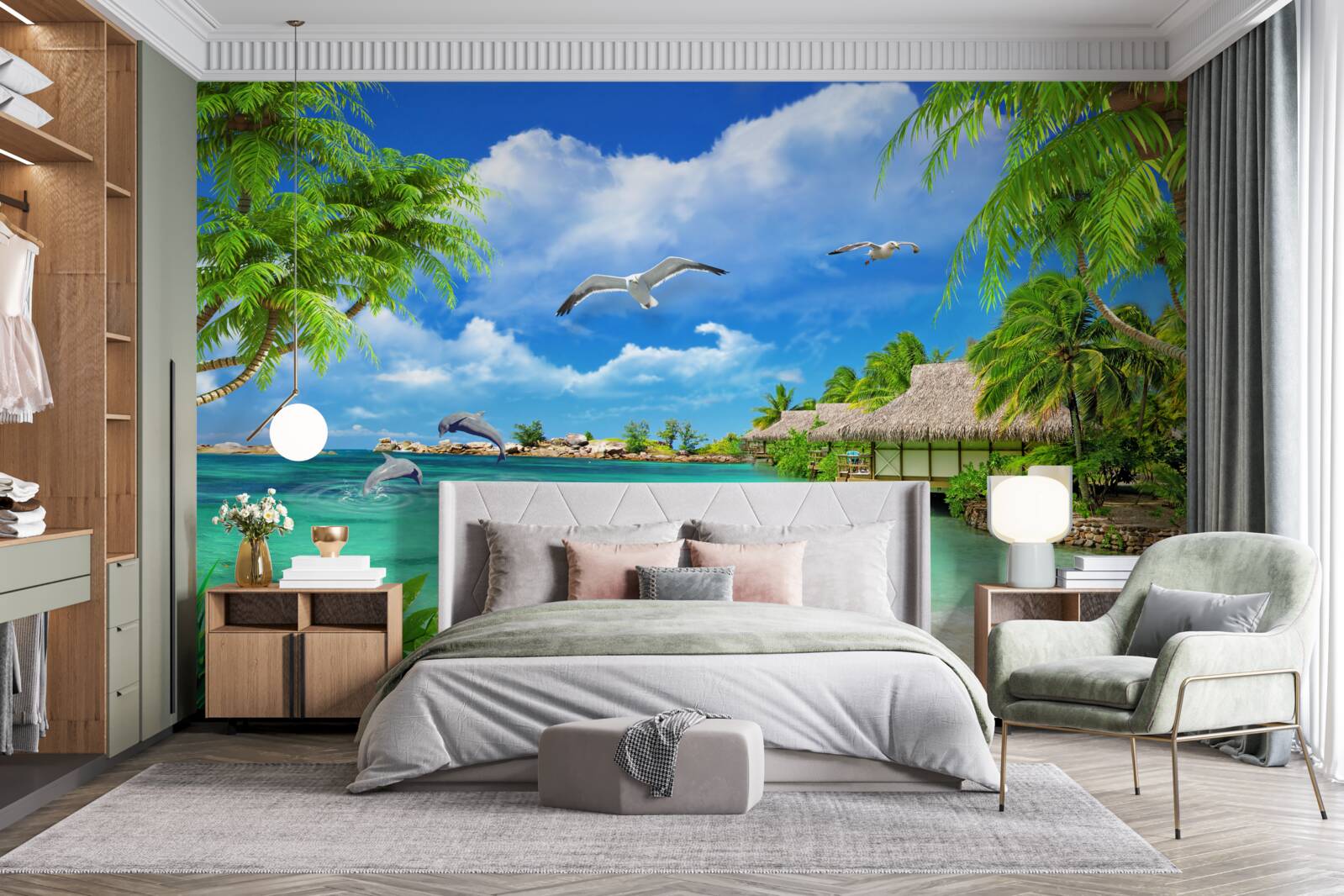 Fotobehang tropische kust met azuurblauw water