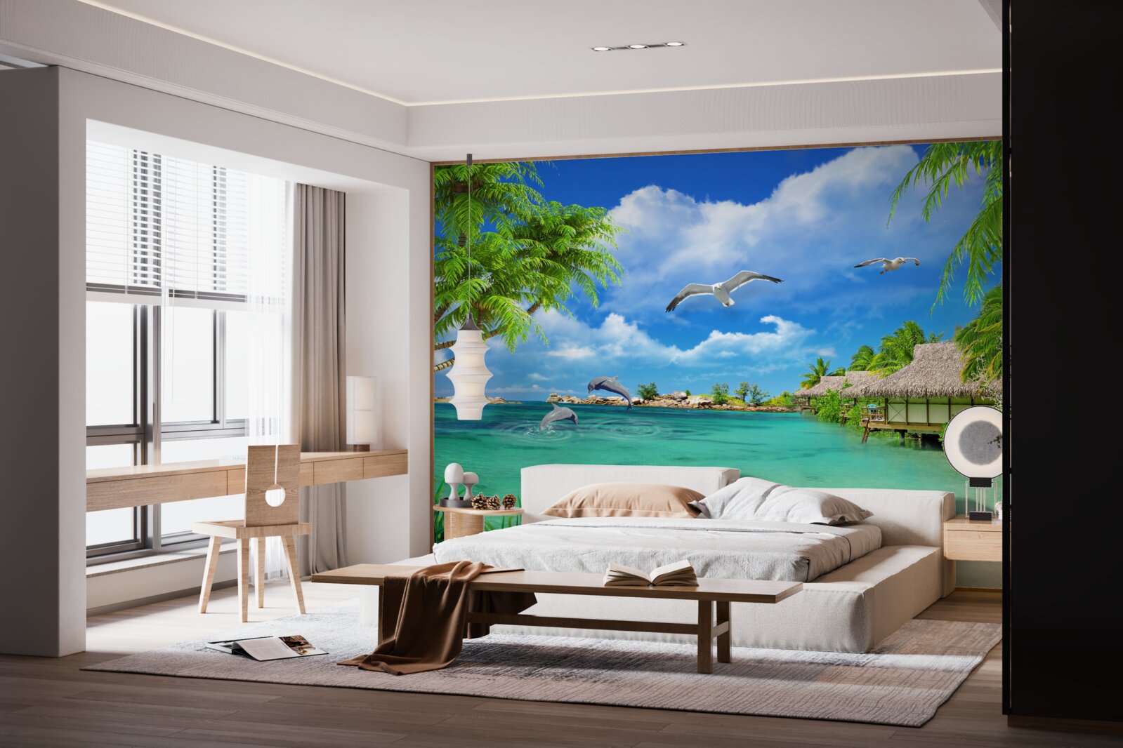 Fotobehang tropische kust met azuurblauw water