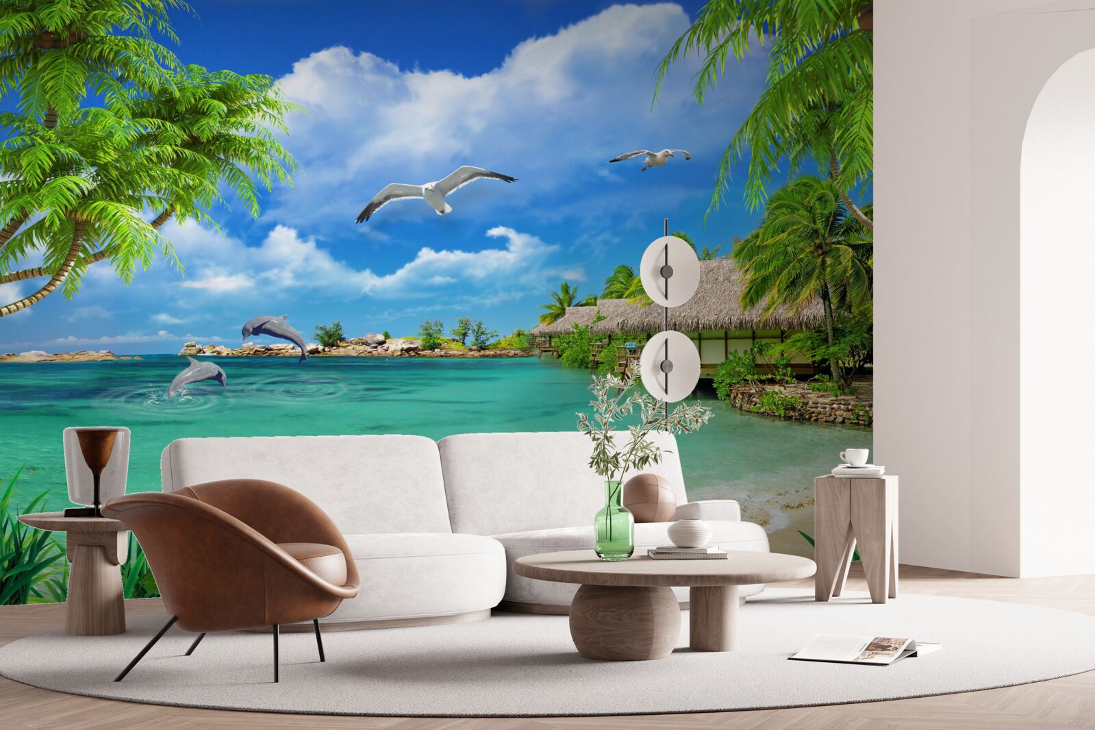 Fotobehang tropische kust met azuurblauw water