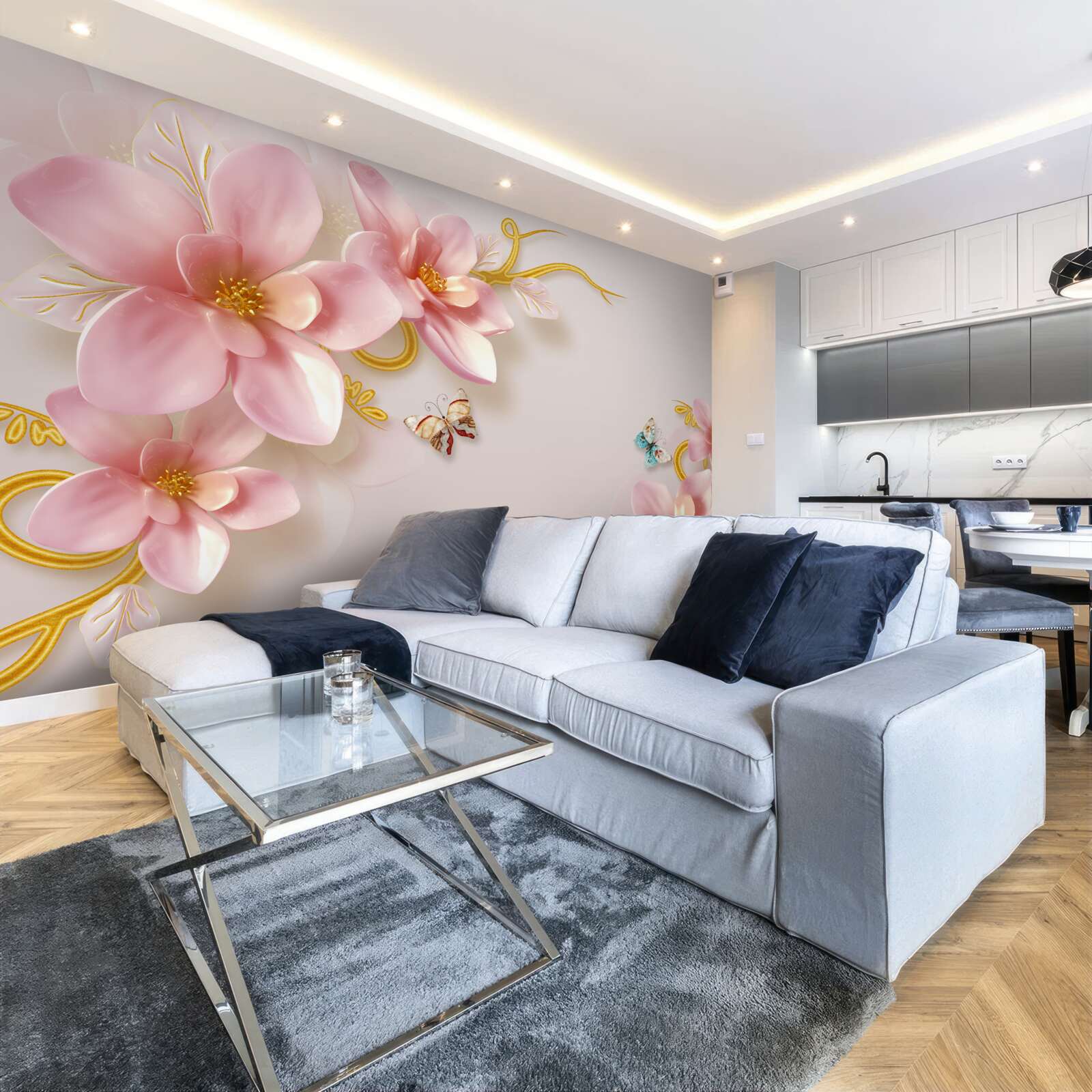 Fotobehang aantrekkelijke bloemen van roze porselein